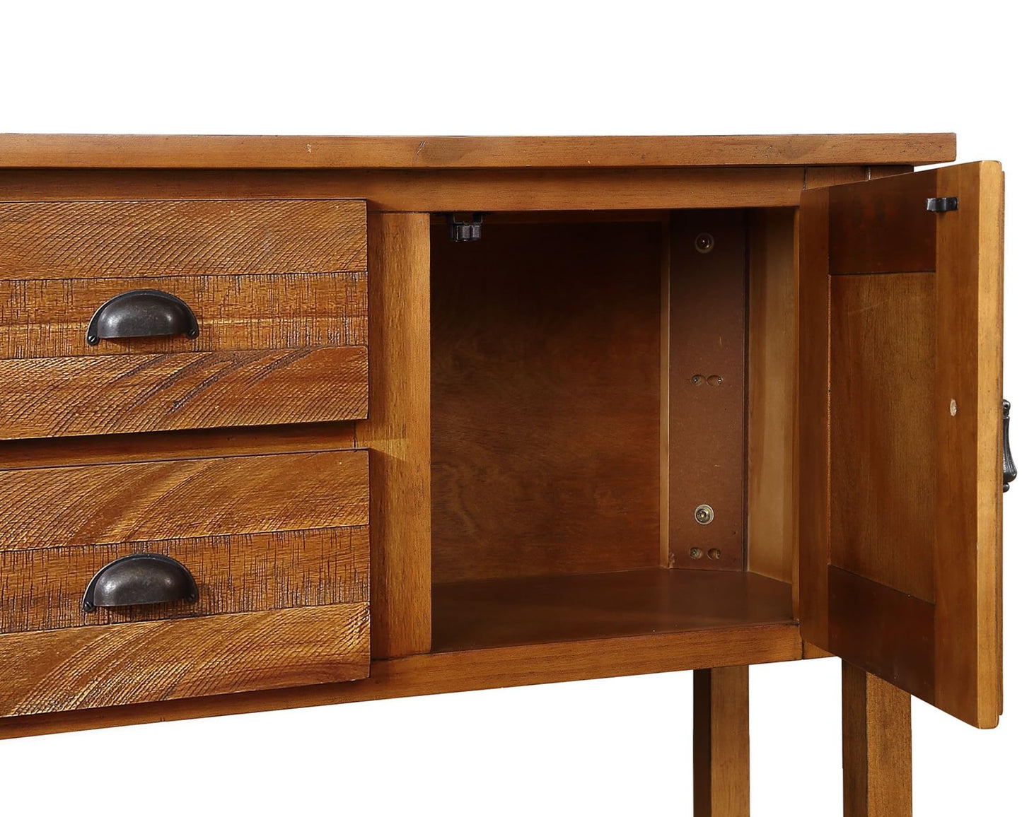LKTART Farmhouse Sideboard Buffet Cabinet,Solid Wood Sideboard with Storage Drawers and Bottom Shelf,Coffee Bar for Entryway Hallway Foyer,Easy Assembled (46.5" Brown