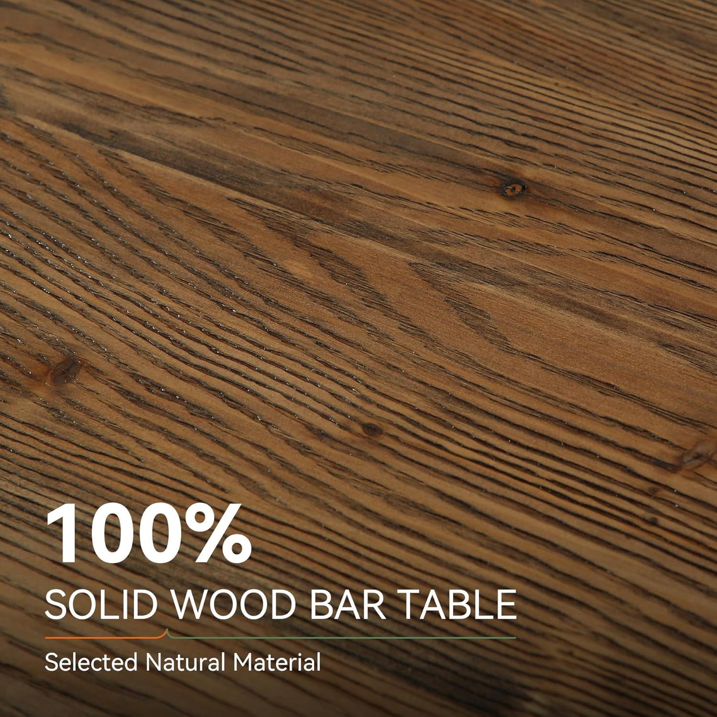 47-Inch Solid Wood Bar Table, 3-Tier Industrial Home Bar Unit with Storage Shelves, Counter Height Pub Bar Dining Table for Kitchen, Dining Room, Living Room, 5 Hooks, Rustic Brown
