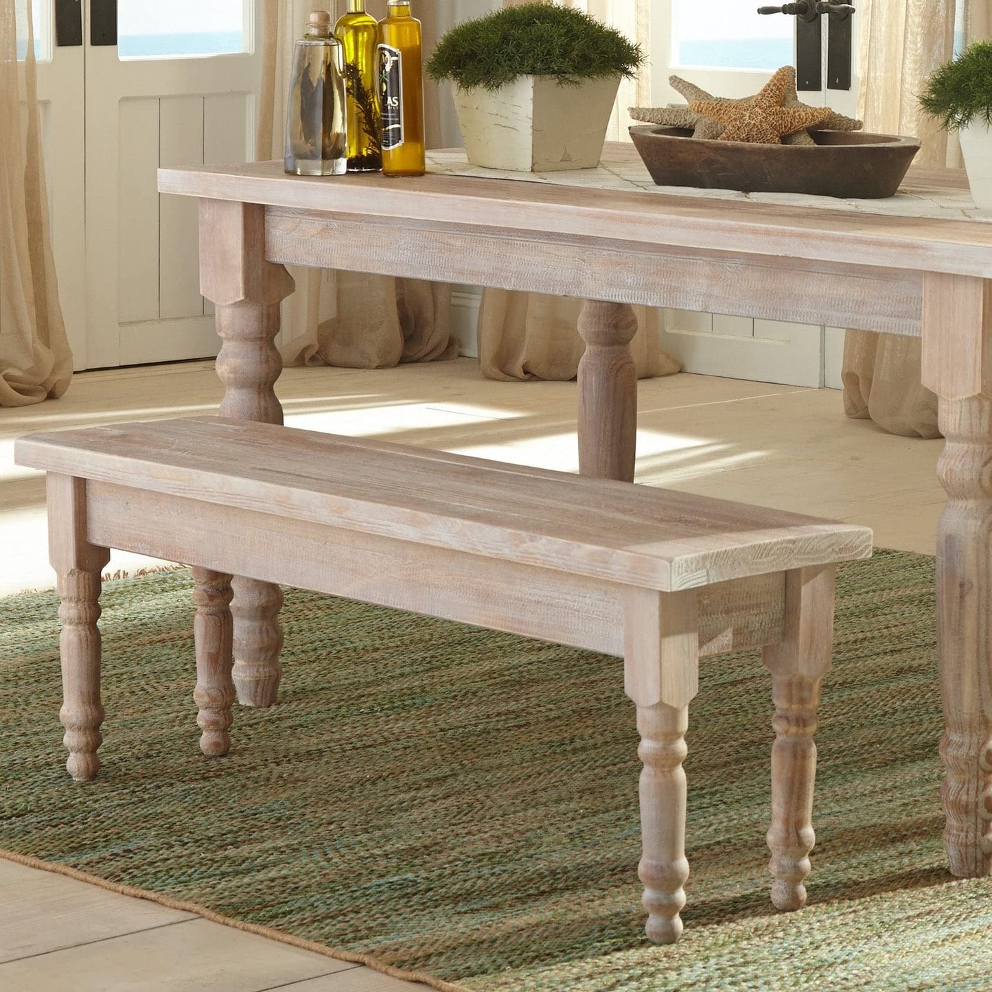 Grain Wood Furniture Valerie Solid Wood Bench with a Rustic Walnut Finish