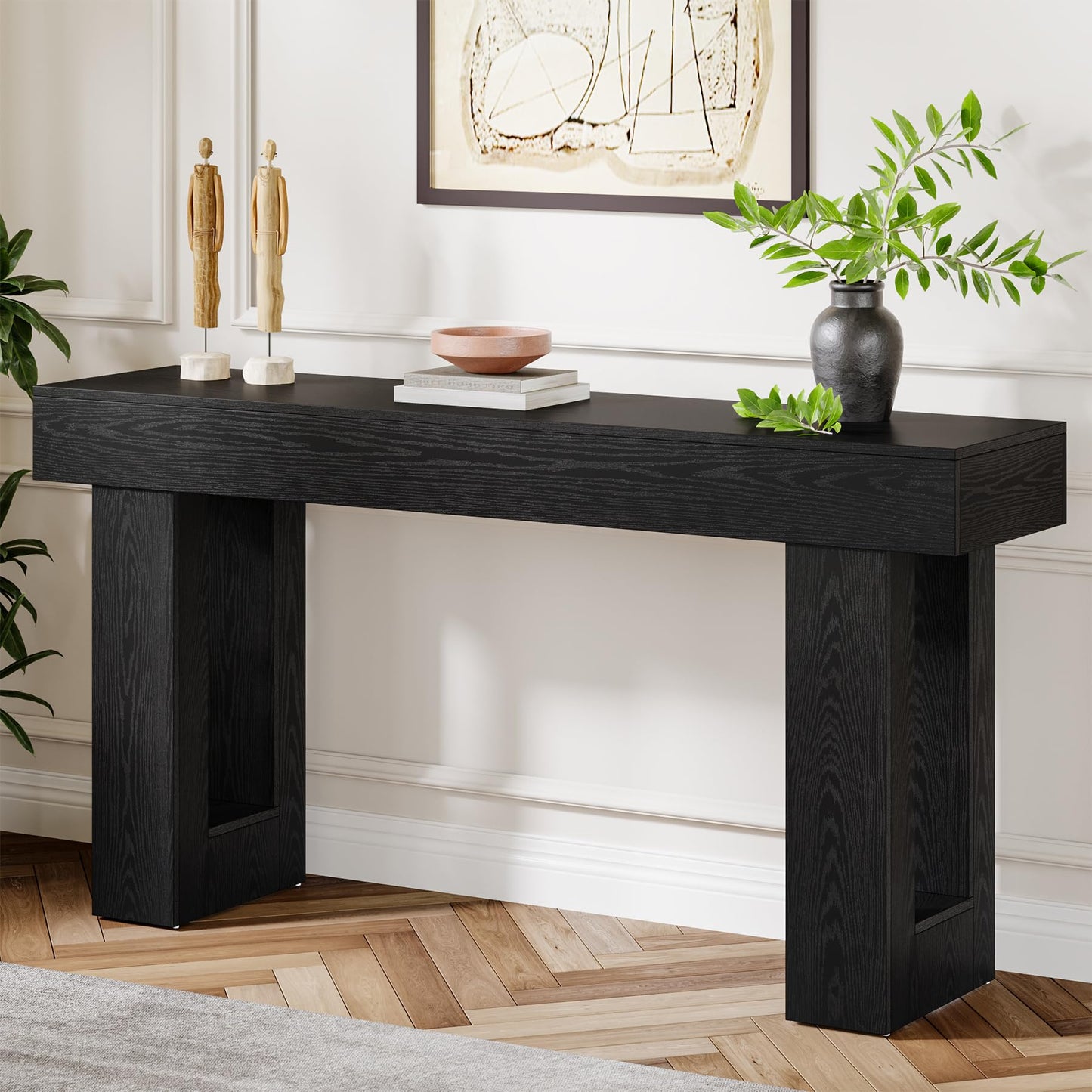 Tribesigns Farmhouse Console Table, 63-Inch Long Narrow Sofa Table Behind The Couch, Wooden Rectangular Entryway Table for Entrance, Hallway, Living Room (Natural)
