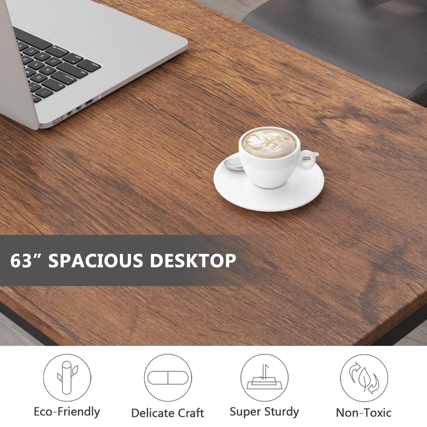 Tribesigns Modern Simple Computer Desk, 47 inch Vintage Office Desk Computer Table, Study Writing Study Desk Workstation for Home Office, Rustic Brown