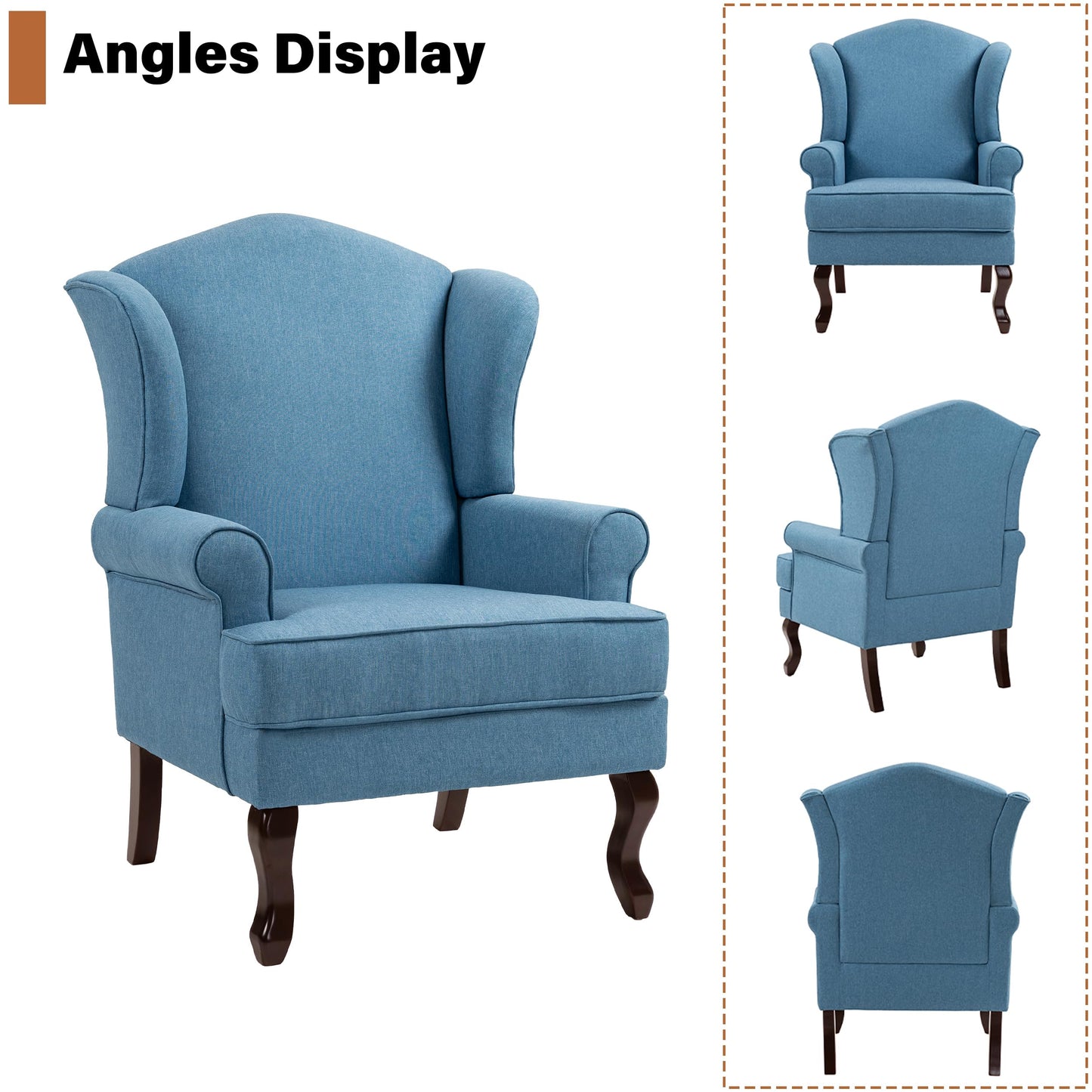 High Back Accent Chair, Comfy Upholstered Fabric Armchair for Living Room, Mid Century Modern Club Accent Chair with Curved Armrests and Solid Legs, Single Sofa Reading Chair for Bedroom, Cranberry