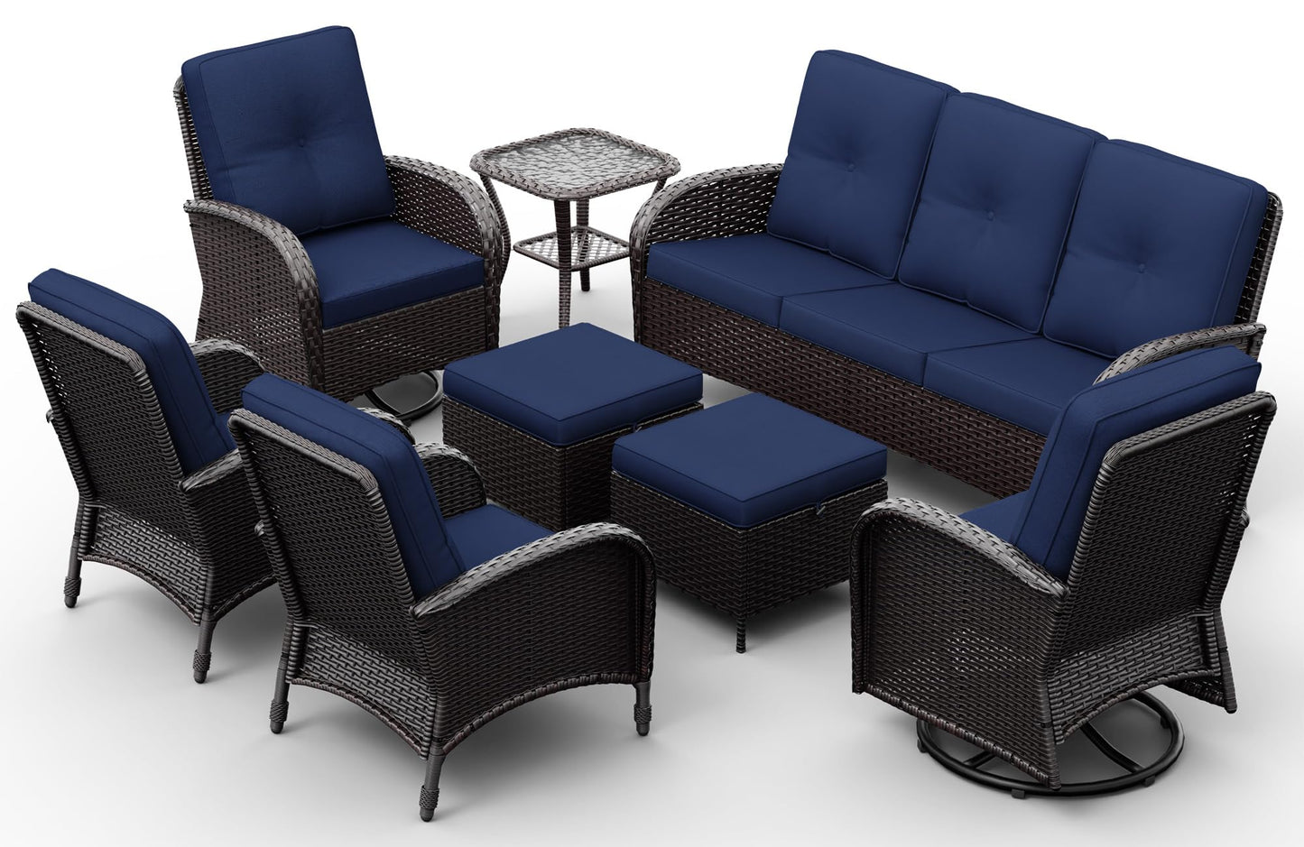 Joyside Wicker Patio Chairs Set of 2, Rattan Outdoor Furniture with Thickened Cushions, High Back, Deep Seating, Wide Armrest, Outdoor Chairs for Porch, Deck