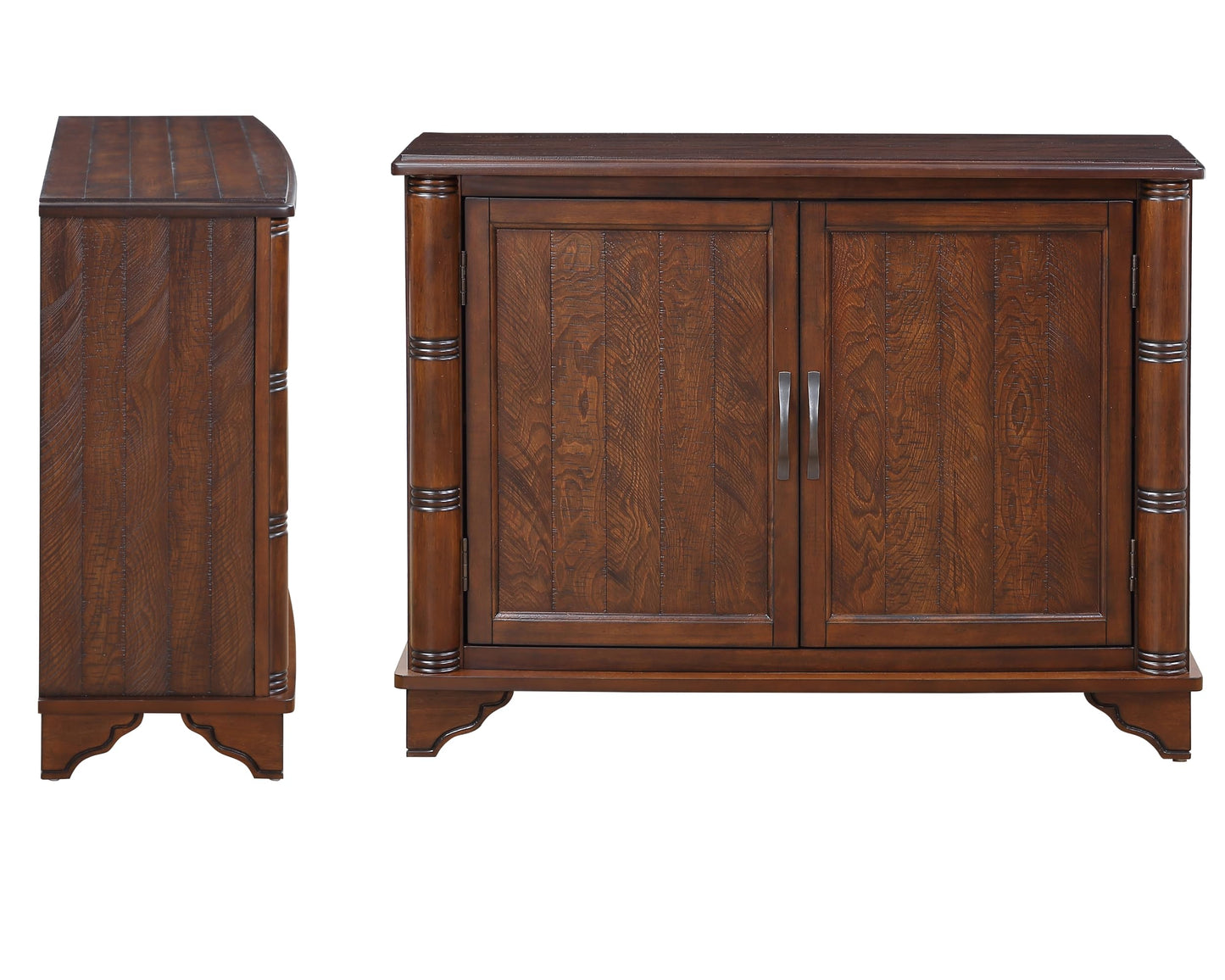 LKTART 65" Mid Century Sideboard Buffet Cabinet with Solid Wood Legs,Accent Storage Cabinet Credenza with 4 Doors for Living Room,Entryway,Kitchen(Walnut)