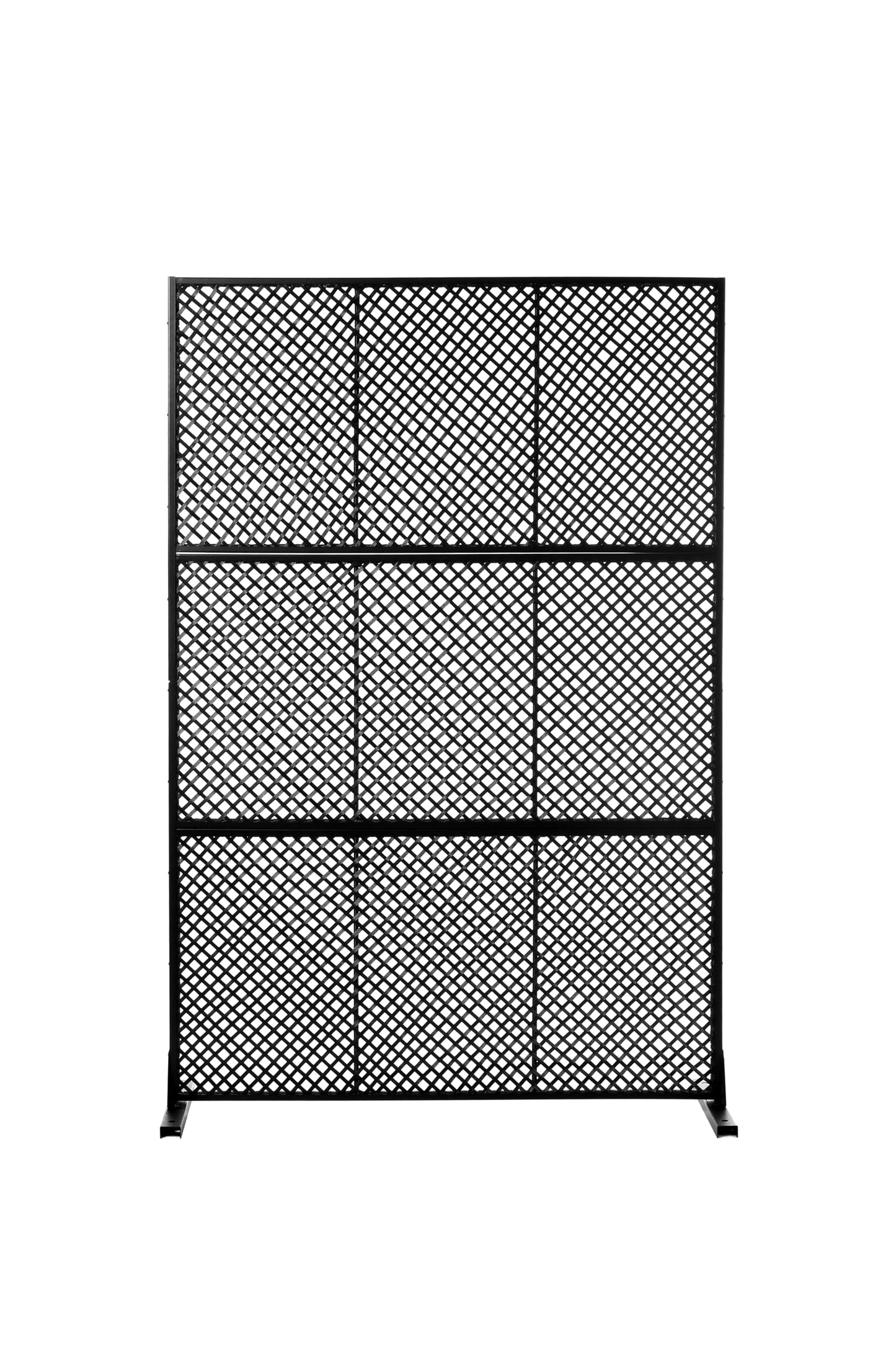 Metal Privacy Screen with Stand, 74" H×47" W Outdoor Privacy Screen for Deck Patio Lawn Garden (Black-Summer)