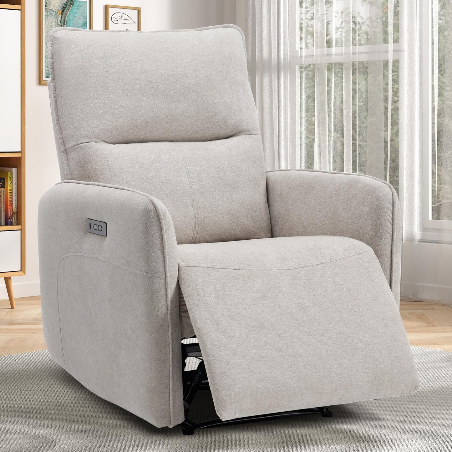 IOMOR Power Recliner Chair for Adults, Electric Recliner with USB Tape-C Ports, Zero Wall Single Reclining for Small Space, Living Room (1, Grey)