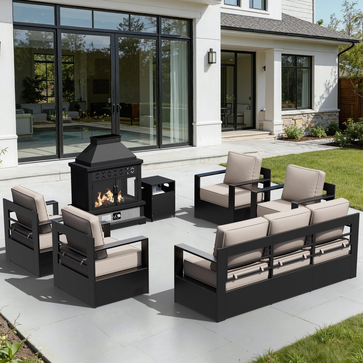 Aluminum Patio Swivel Chair - Outdoor Swivel Rocking Chair with 6" Thick Removable Cushions, All-Weather Metal Frame, Deep Setting for Garden, Poolside and Porch