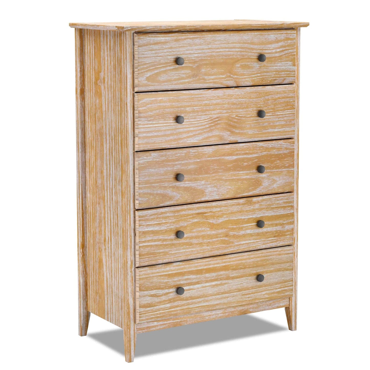 Grain Wood Furniture Greenport 5-Drawer Chest, Solid Wood with Brushed Walnut Finish