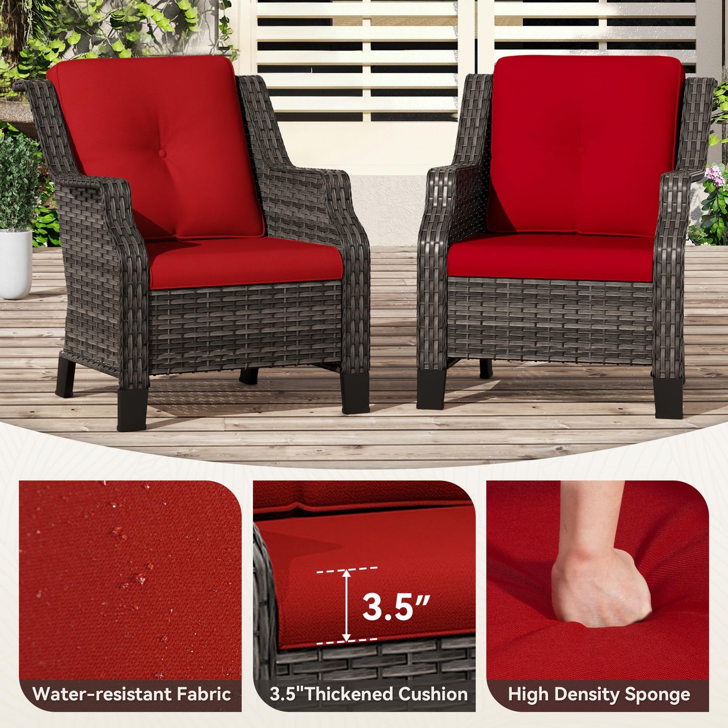 Outdoor Patio Loveseat, All-Weather 2-Seater Wicker Loveseat with Cushions, Outdoor Patio Love Seat Sofa for Garden, Balcony and Deck
