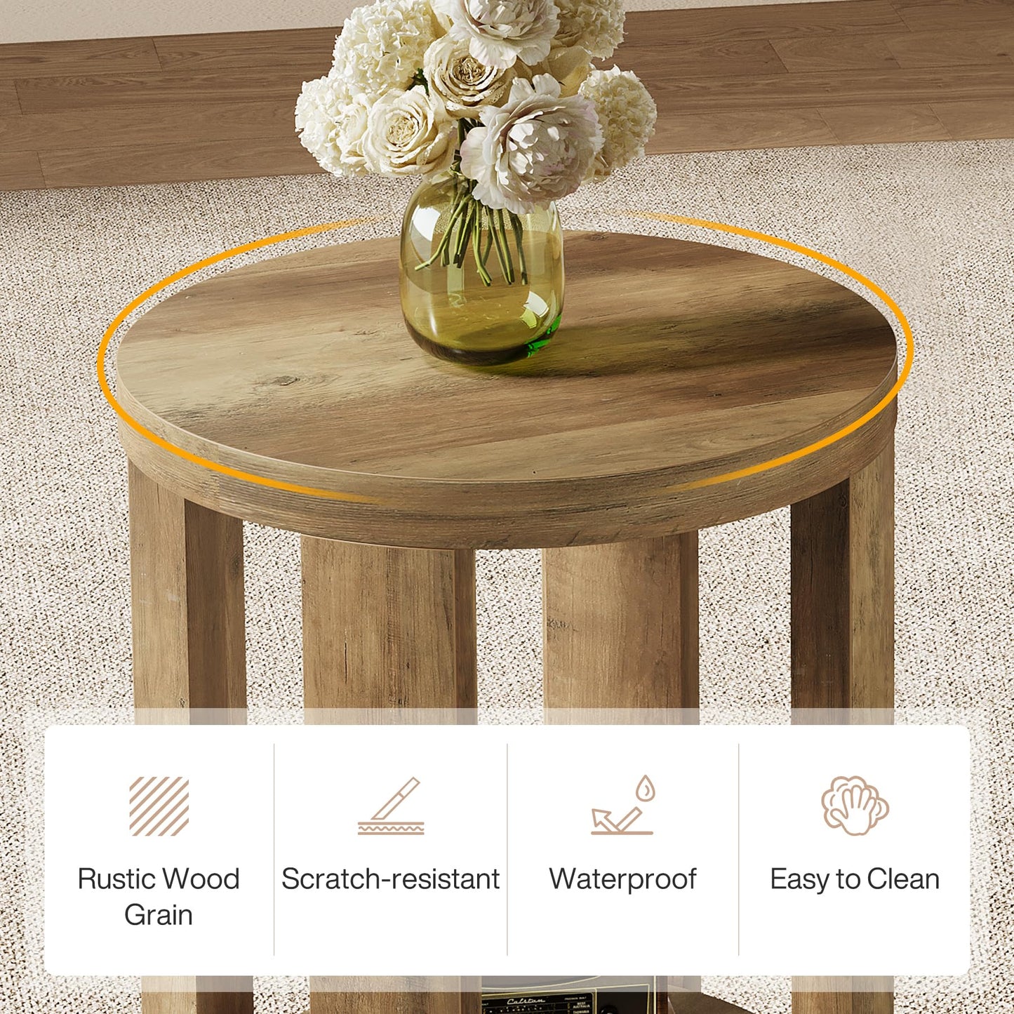 Tribesigns Side Table, 2-Tier Round End Table, Small Bedside Accent Furniture for Living Room, Bedroom (1, Brown)