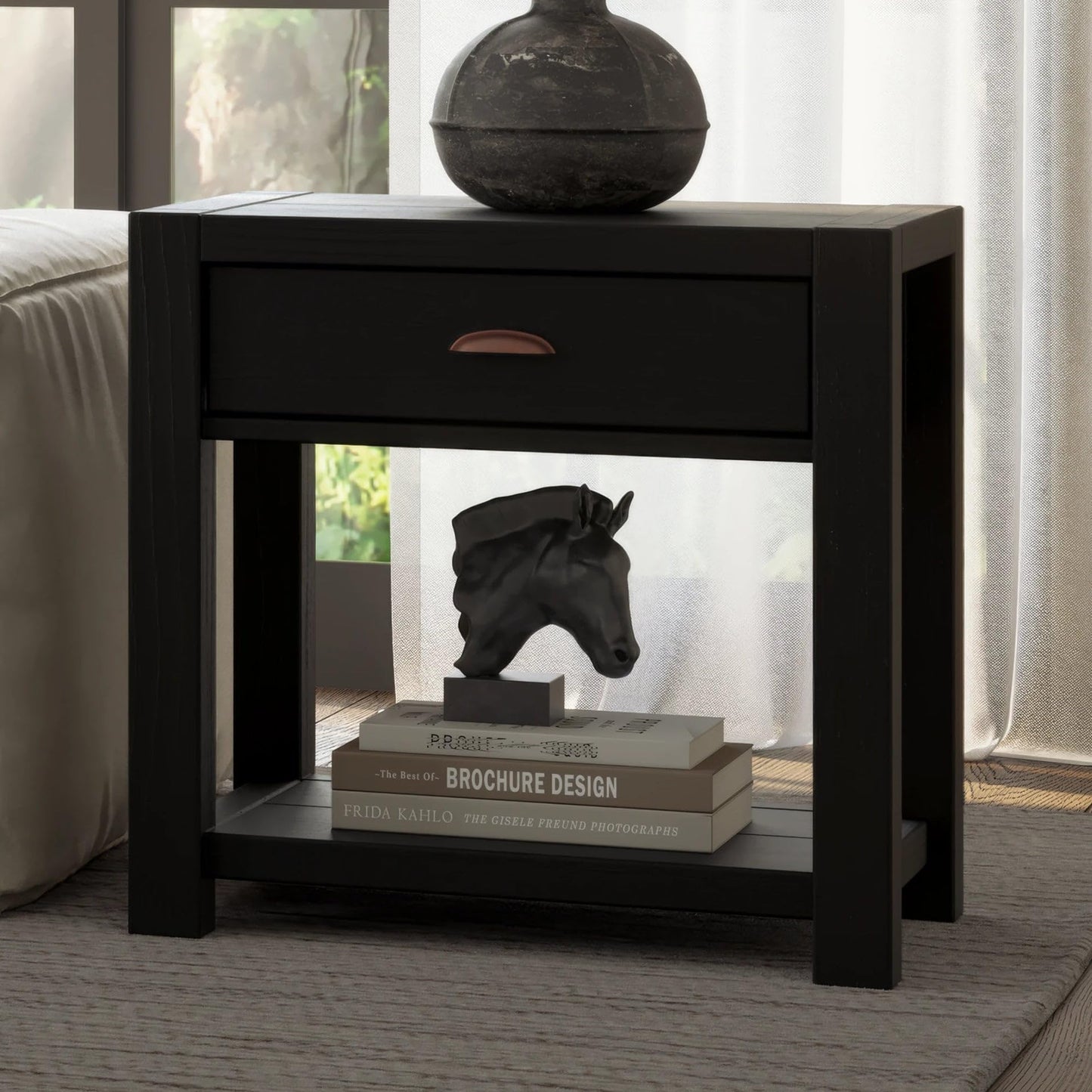 Grain Wood Furniture Montauk End Table, Solid Wood with a Driftwood Finish