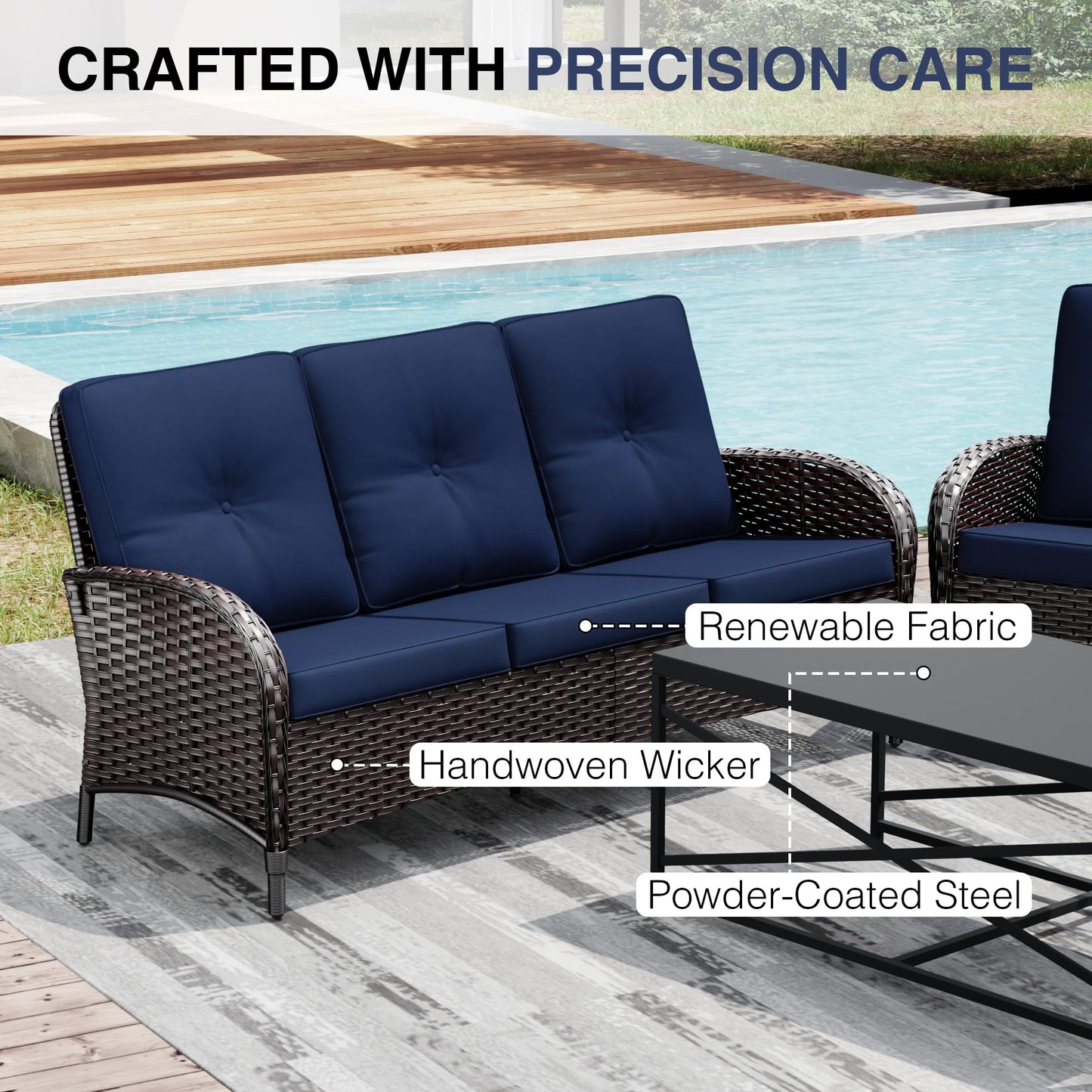 Joyside Wicker Patio Chairs Set of 2, Rattan Outdoor Furniture with Thickened Cushions, High Back, Deep Seating, Wide Armrest, Outdoor Chairs for Porch, Deck
