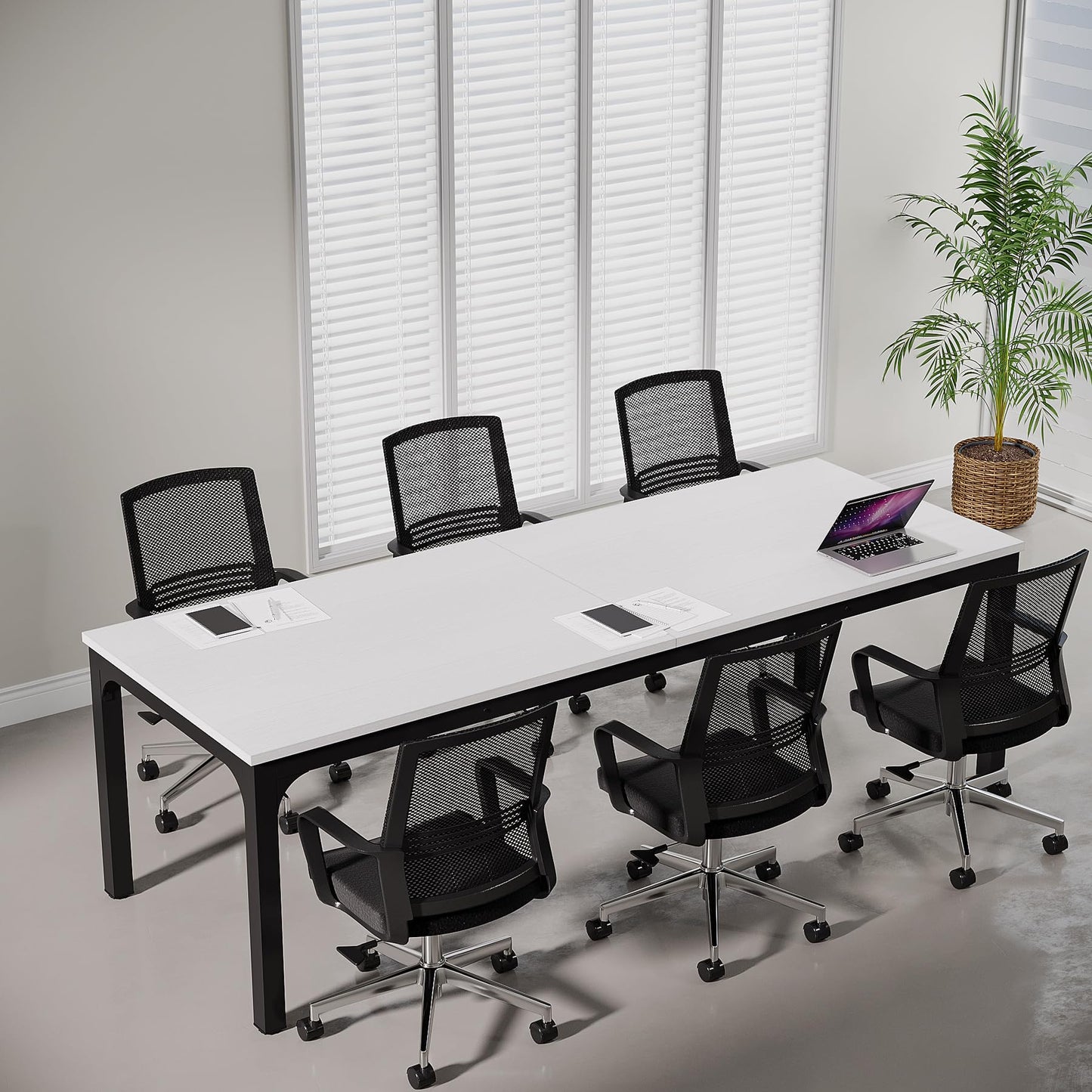 Tribesigns 6.5 FT Conference Room Table, 78.74" W x 27.56" D Large Office Conference Table, Modern Seminar Meeting Table Desk for Boardroom, Meeting Room (1, Rustic Brown)