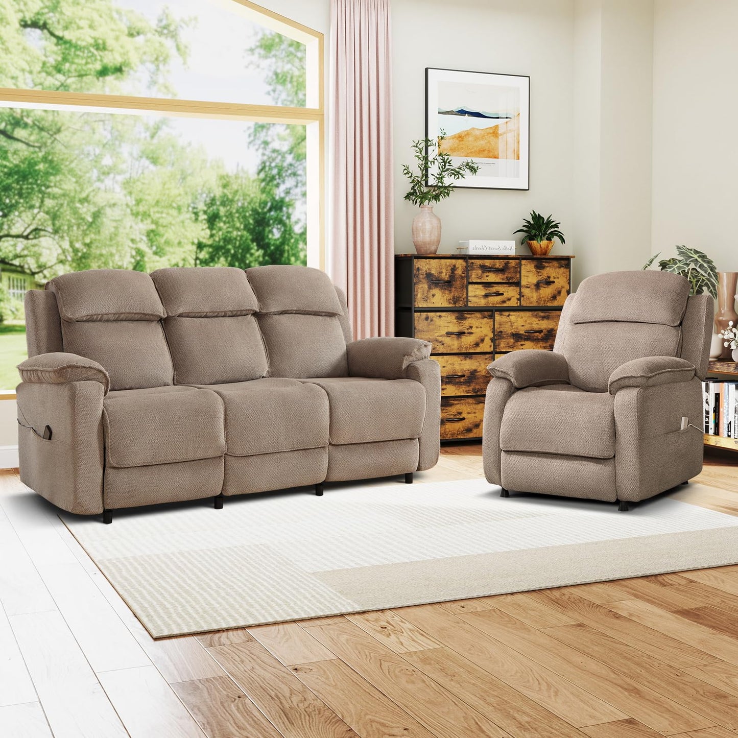 IOMOR Power Recliner Chair, Electric Recliner for Adults, Reclining Sofa Chair, Adjustable Home Theater Seating with Side Pocket for Small Space, Living Room (1, Dark Gray, Single Recliner)