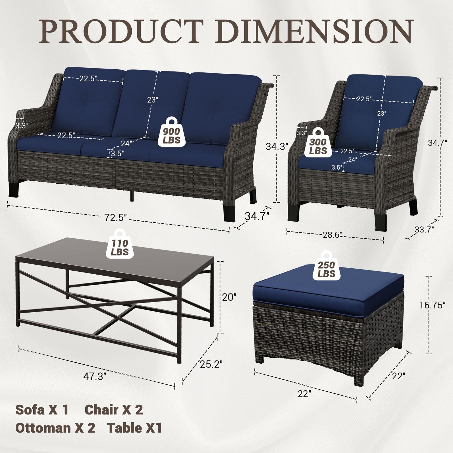 Outdoor Patio Loveseat, All-Weather 2-Seater Wicker Loveseat with Cushions, Outdoor Patio Love Seat Sofa for Garden, Balcony and Deck