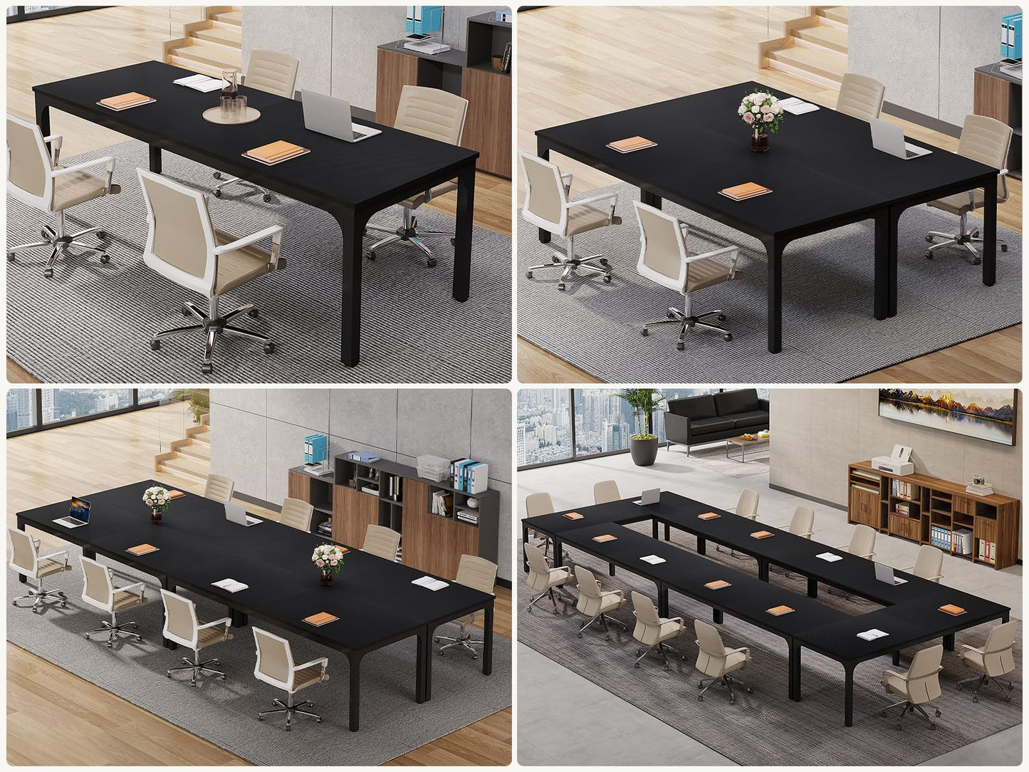 Tribesigns 6.5 FT Conference Room Table, 78.74" W x 27.56" D Large Office Conference Table, Modern Seminar Meeting Table Desk for Boardroom, Meeting Room (1, Rustic Brown)