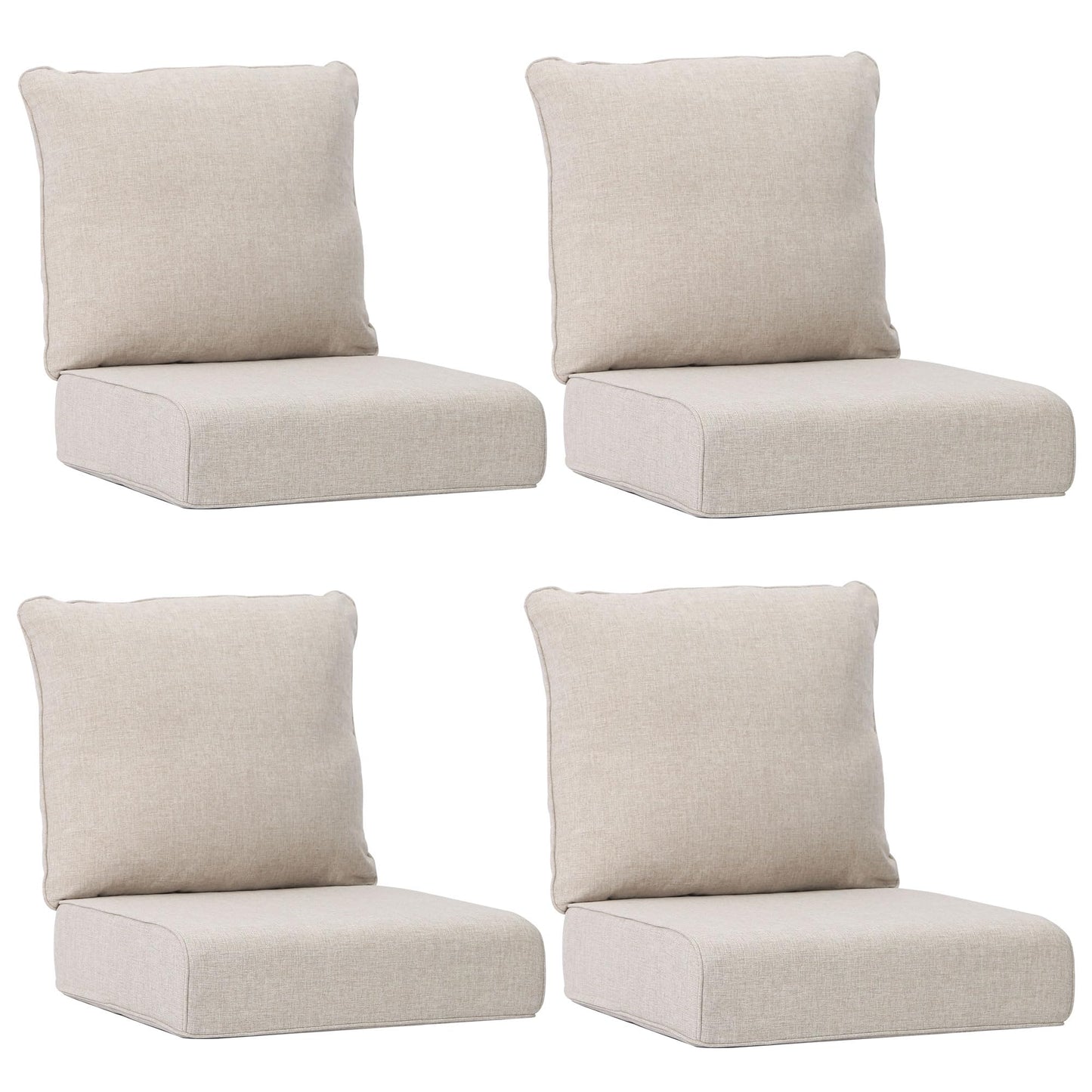 Joyside Outdoor Chair Cushions Set, 22x25/22x24 Inch Patio Furniture Deep Seat Cushions, Water Resistant & Thick Cushion, Outdoor Replacement Cushions for Seat and Sofa