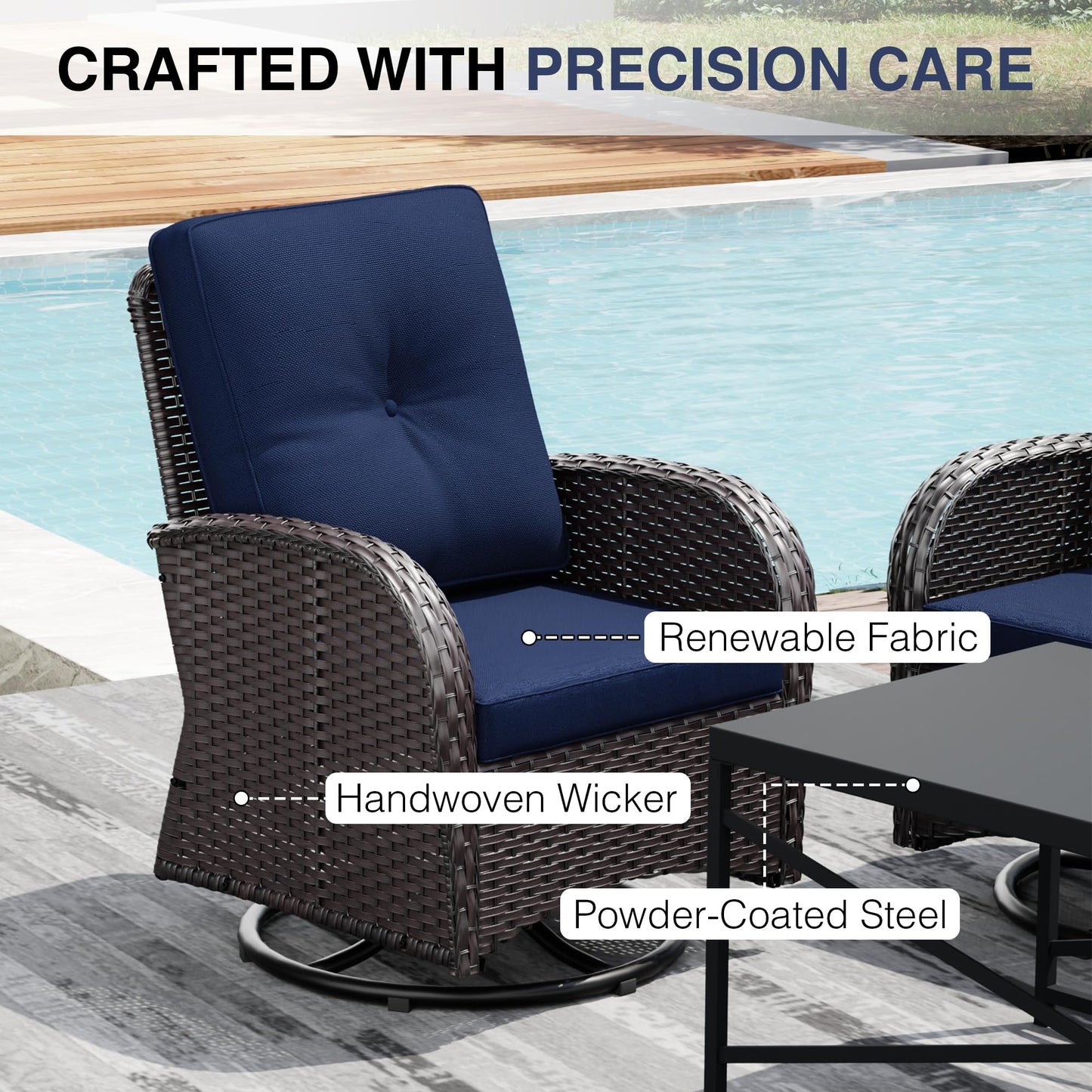 Joyside Wicker Patio Chairs Set of 2, Rattan Outdoor Furniture with Thickened Cushions, High Back, Deep Seating, Wide Armrest, Outdoor Chairs for Porch, Deck