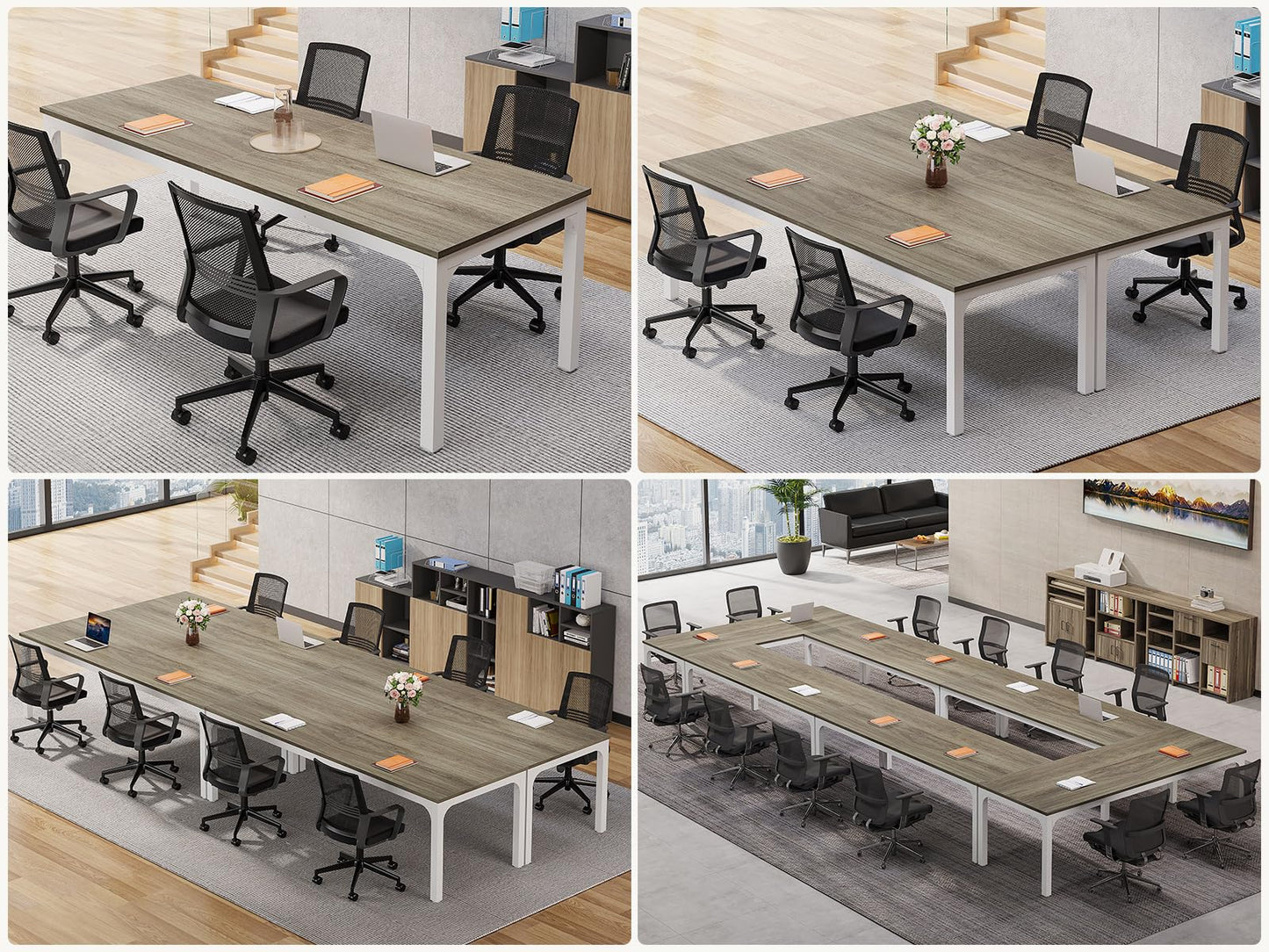 Tribesigns 6.5 FT Conference Room Table, 78.74" W x 27.56" D Large Office Conference Table, Modern Seminar Meeting Table Desk for Boardroom, Meeting Room (1, Rustic Brown)