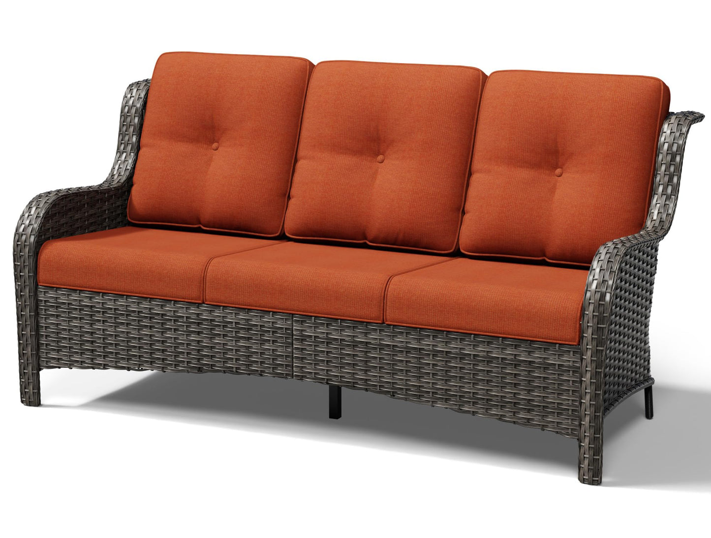 Joyside Outdoor Patio Couch, 3 Seater Outdoor Wicker Sofa with High Back, Deep Seating, Wide Armrest, Thickened Cushions, Patio Sofa for Deck, Porch Use