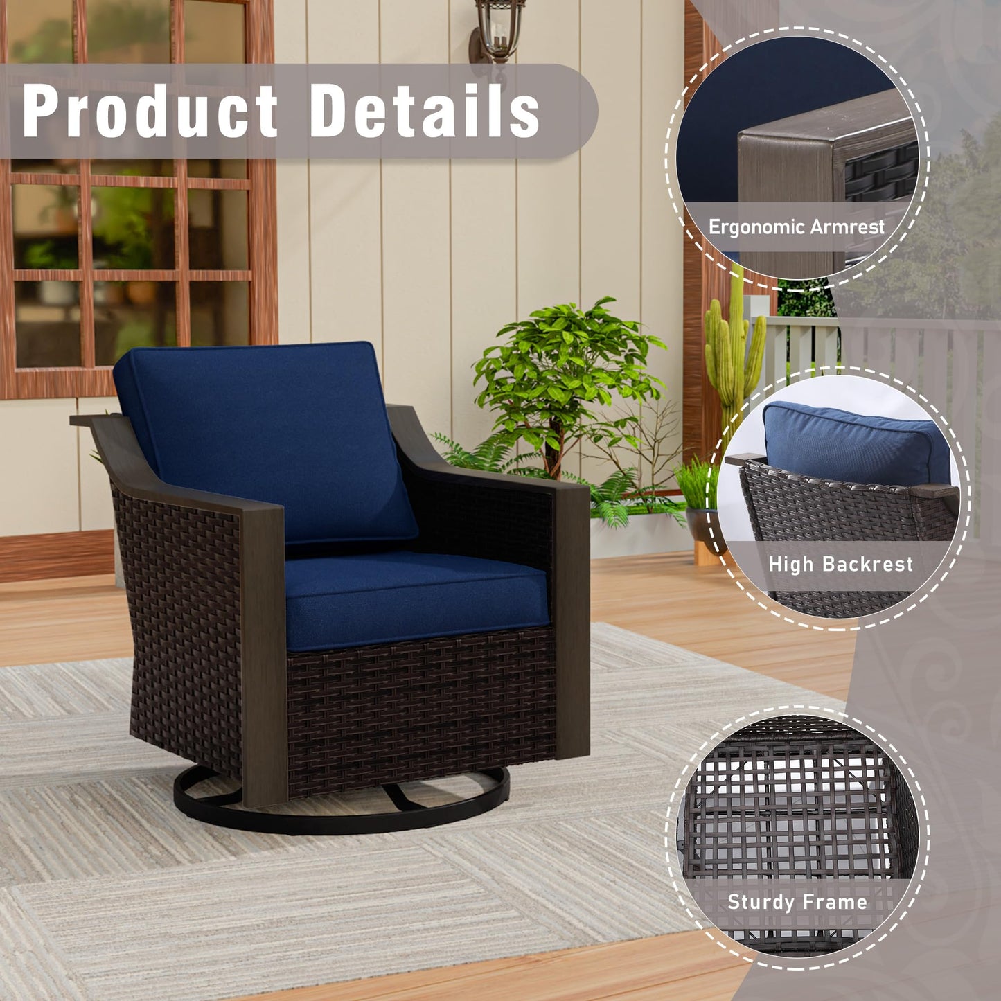 74 Inch Patio 3-Seater Sofa,PE Wicker Outdoor Lounge with Thick Removable Water-Resistant Cushions, Rust-Proof Steel Frame, 900LBS Capacity, Beige