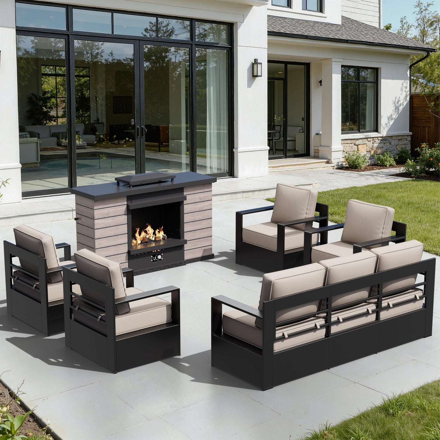 Aluminum Patio Swivel Chair - Outdoor Swivel Rocking Chair with 6" Thick Removable Cushions, All-Weather Metal Frame, Deep Setting for Garden, Poolside and Porch