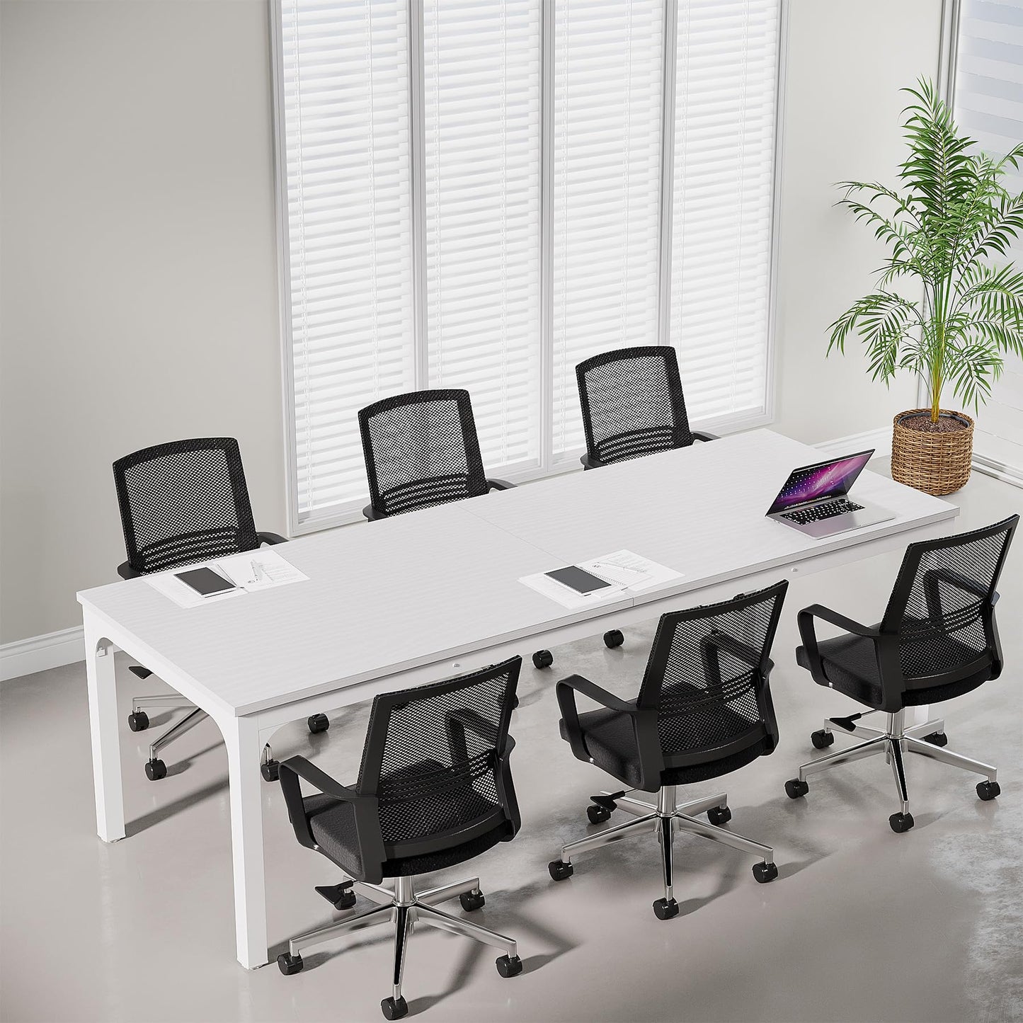 Tribesigns 6.5 FT Conference Room Table, 78.74" W x 27.56" D Large Office Conference Table, Modern Seminar Meeting Table Desk for Boardroom, Meeting Room (1, Rustic Brown)