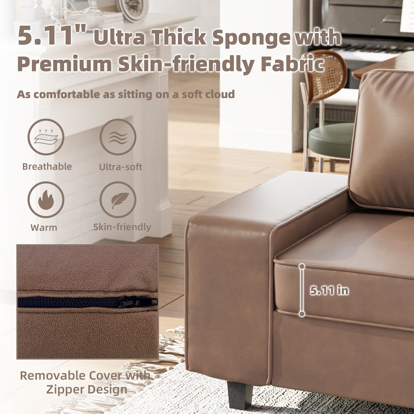 71" Loveseat Sofa for Living Room, Deep Seat Mid Century Modern Chenille Fabric 2 Love Seat Couch Love Seats for Small Space,Living Room,Studio,Apartment