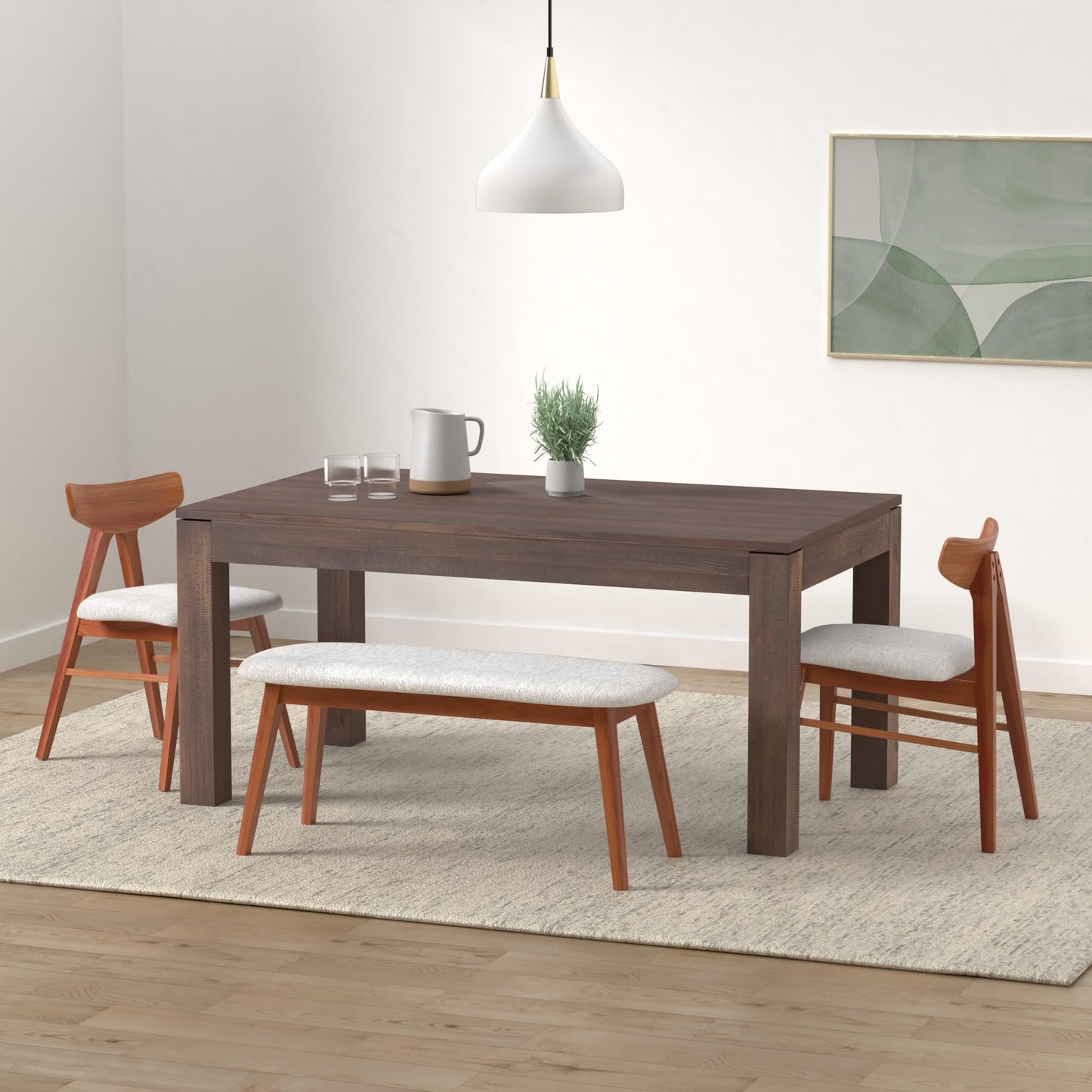 Montauk Solid Wood 63" Dining Table with a Rustic Walnut Finish
