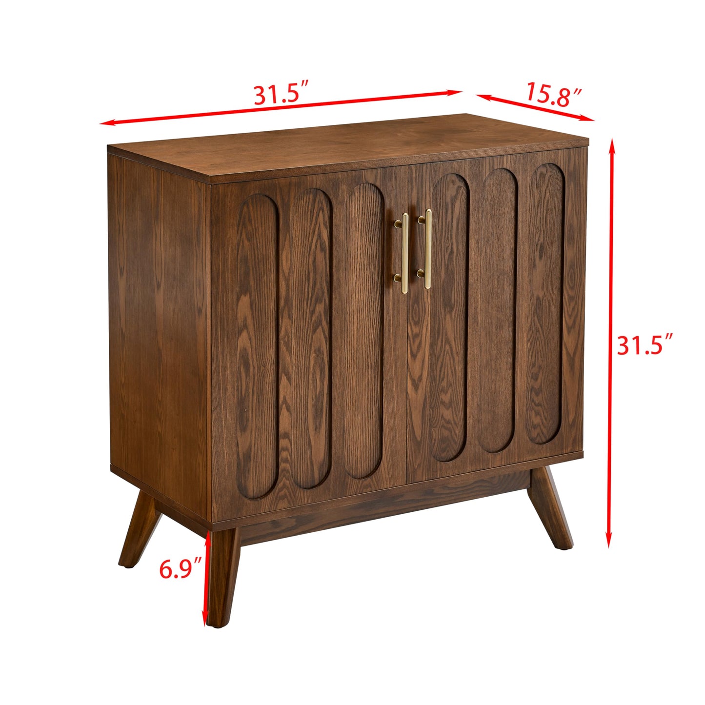 LKTART Mid Century Modern Storage Cabinet with Rattan Sliding Doors and Open Shelves, Boho Style Wooden Sideboard Buffet for Living Room,Dark Walnut