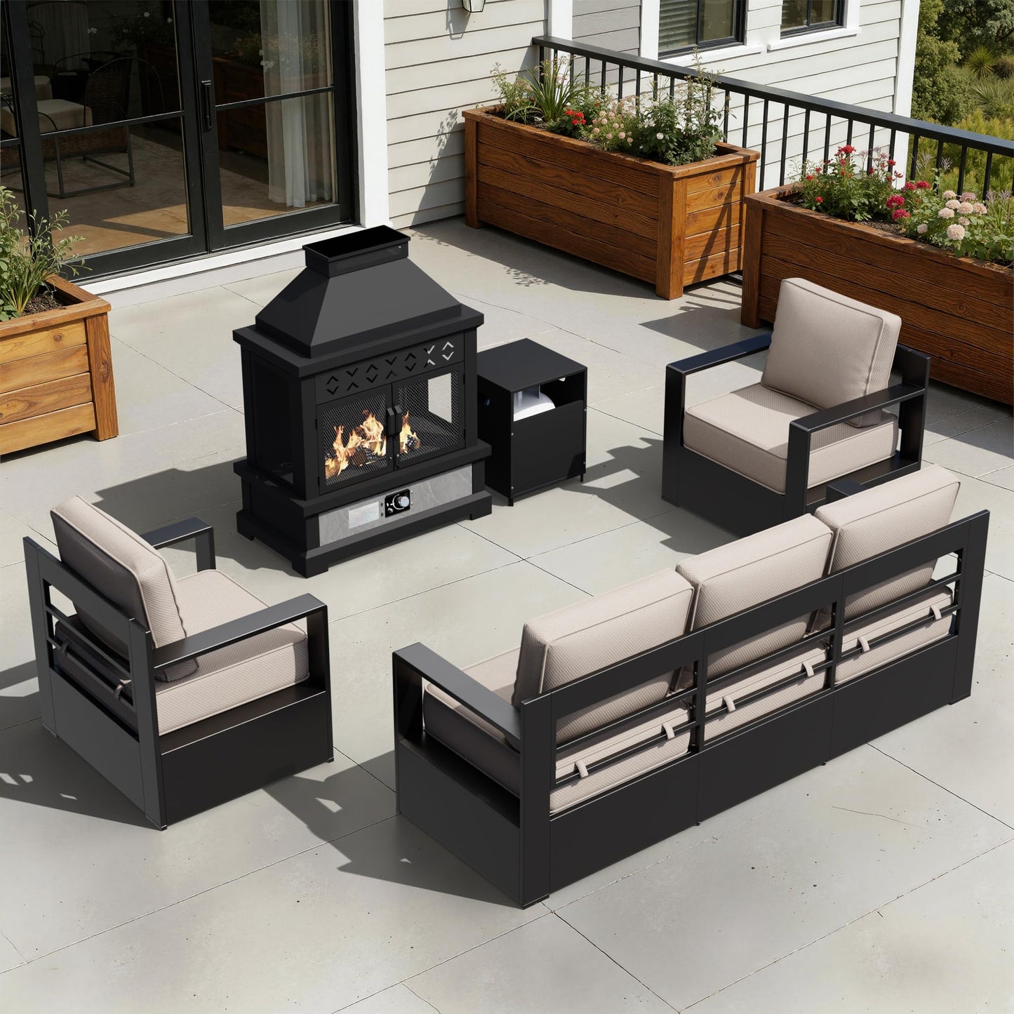 Aluminum Patio Swivel Chair - Outdoor Swivel Rocking Chair with 6" Thick Removable Cushions, All-Weather Metal Frame, Deep Setting for Garden, Poolside and Porch