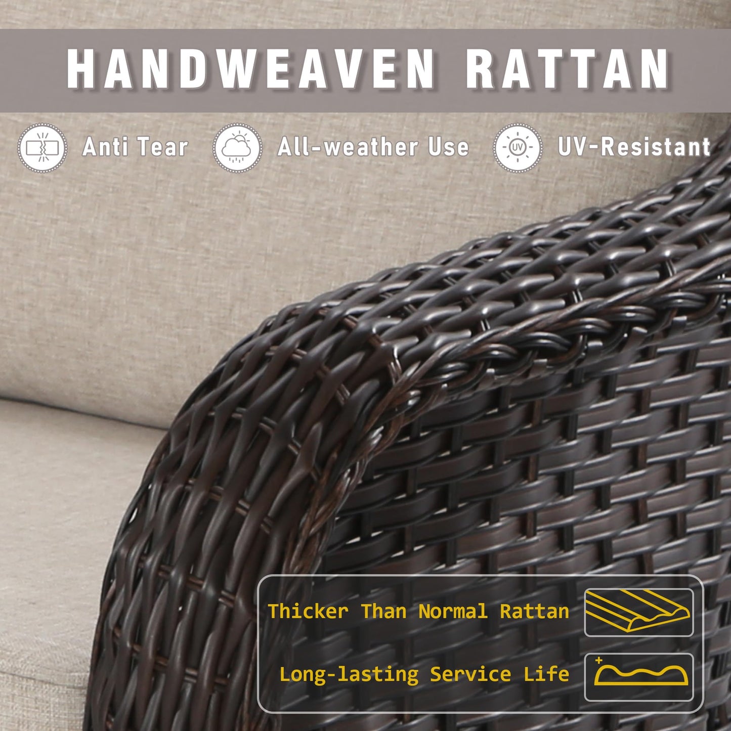 55 inch Outdoor Wicker 2 Seater Sofa, All-Weather Use Patio Rattan Loveseat with Seat and Back Cushion, Ideal for Porch, Backyard, Balcony, Poolside, Blue