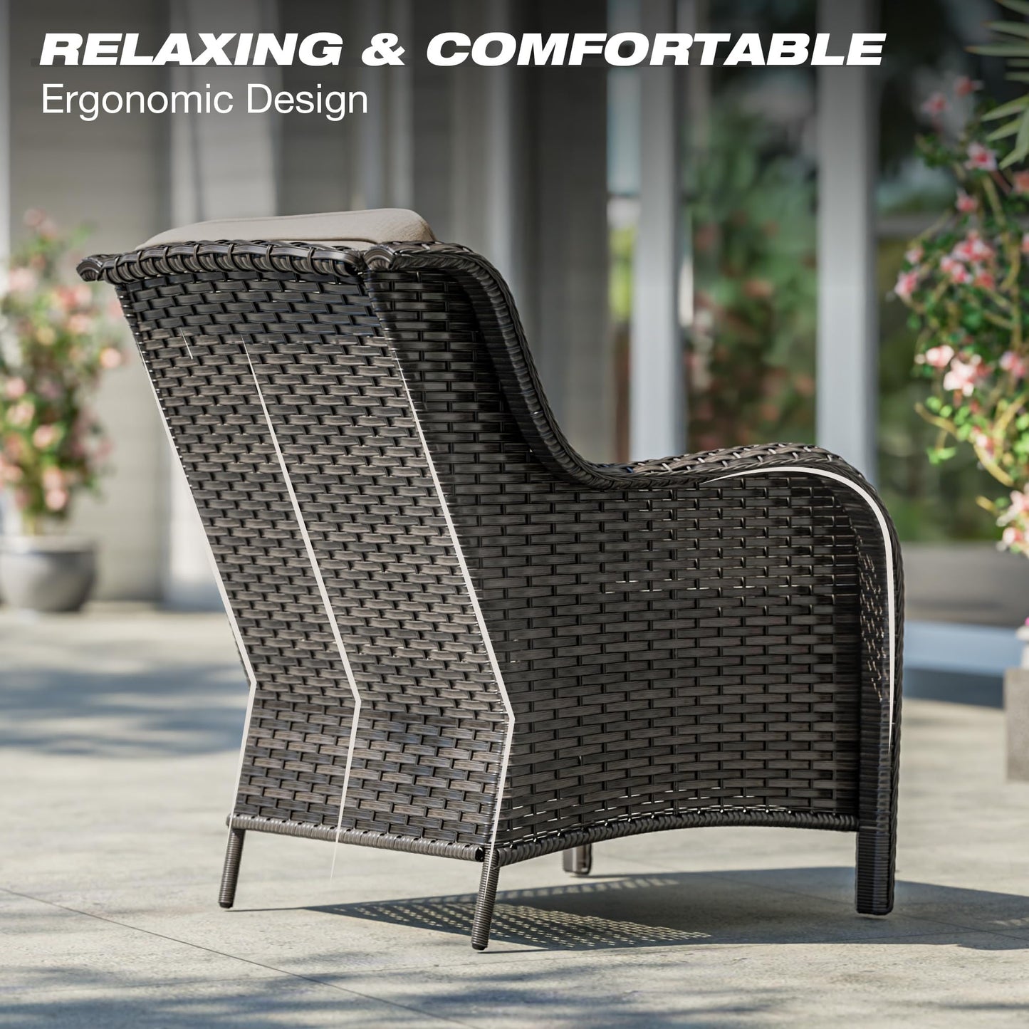 Joyside Patio Furniture Set with Fire Pit Table, 3 Piece Outdoor Wicker Conversation Sets with High Back, Thickened Cushions, Rattan Sectional for Porch, Lawn Use (Red)