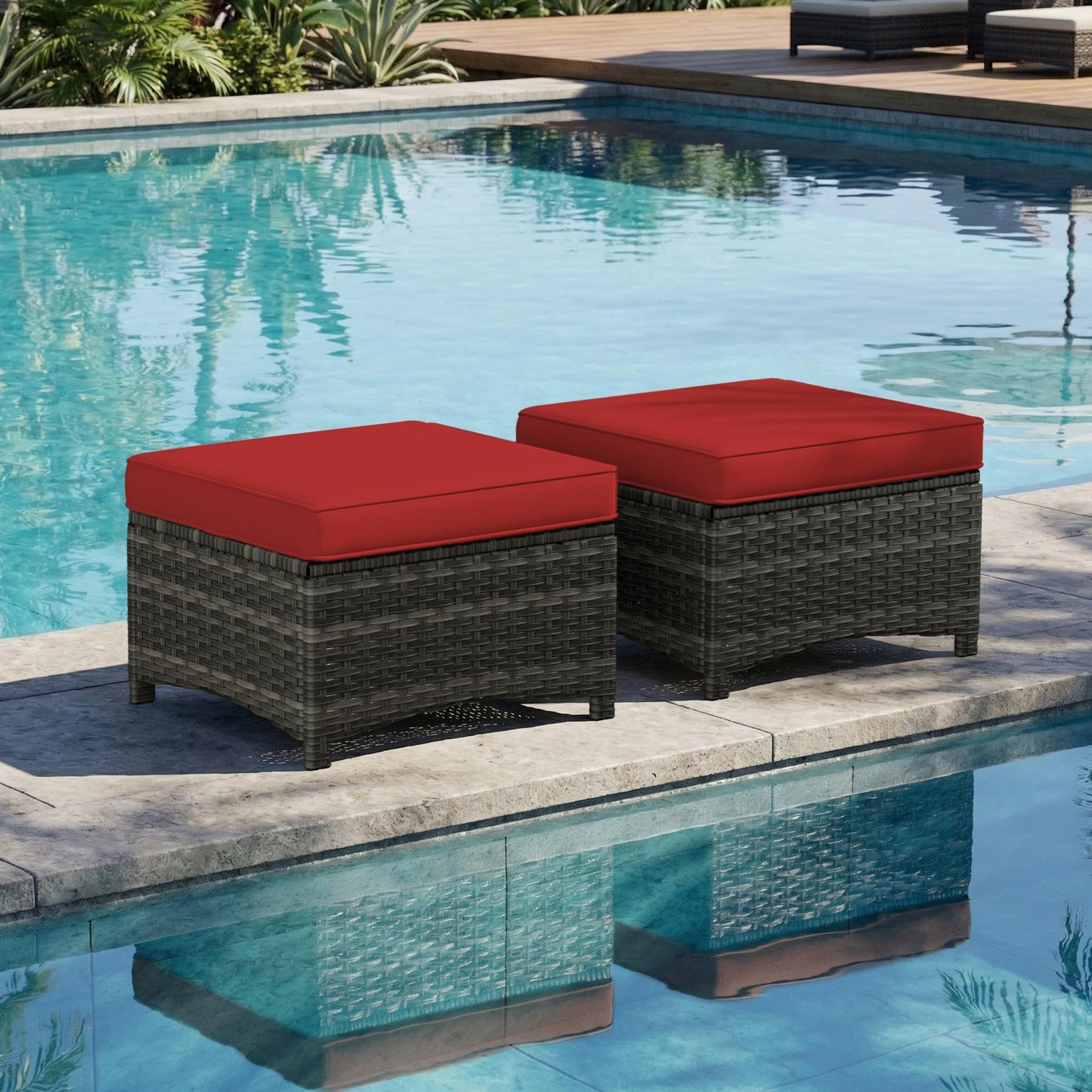 Outdoor Patio Loveseat, All-Weather 2-Seater Wicker Loveseat with Cushions, Outdoor Patio Love Seat Sofa for Garden, Balcony and Deck
