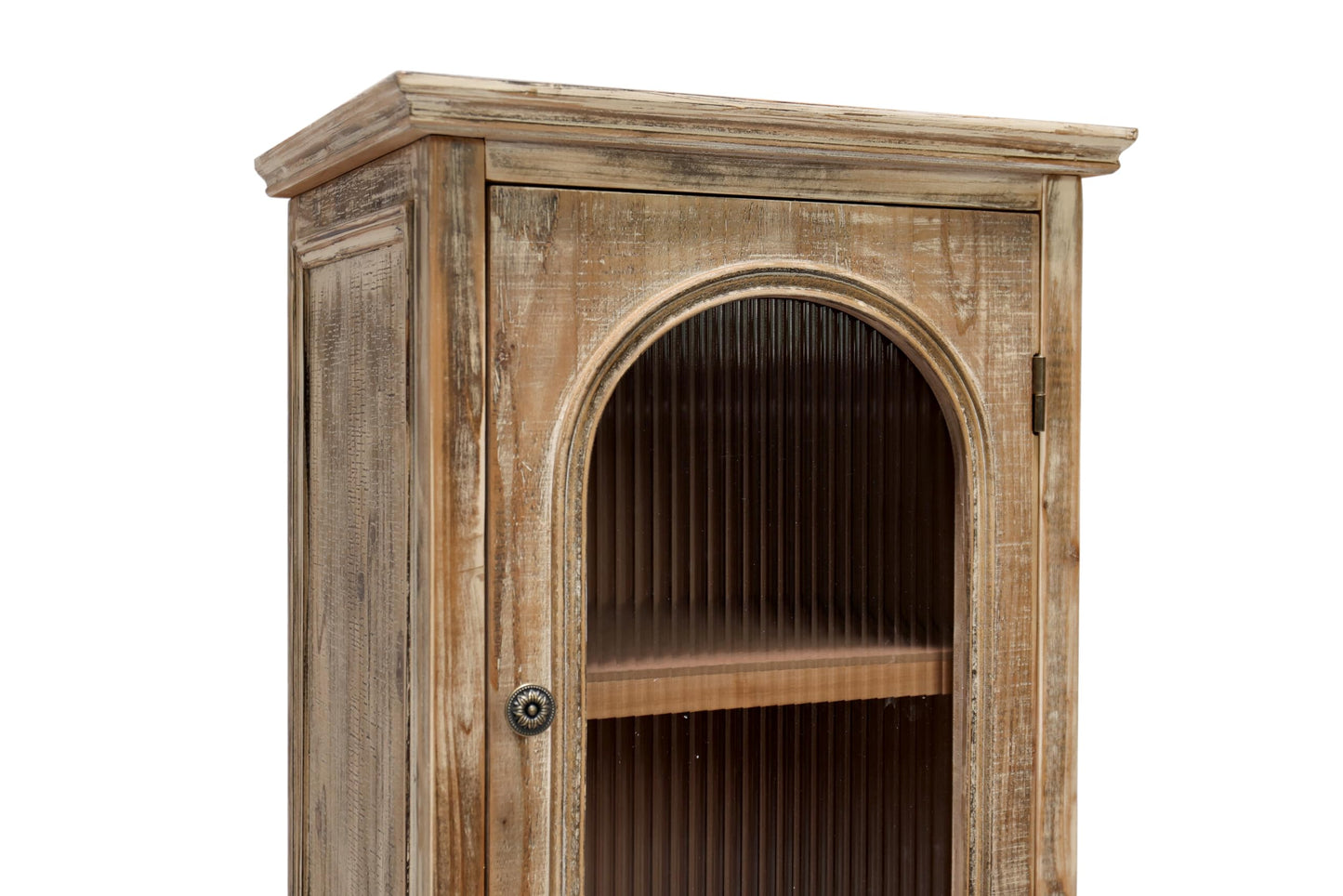 LKTART KTART 55'' Tall Kitchen Pantry Cupboard Storage Cabinet with Shelves & Drawer,French Country Accent Cabinet with Embossed Floral Metal Doors and Solid Wood Frame,Natural Wood