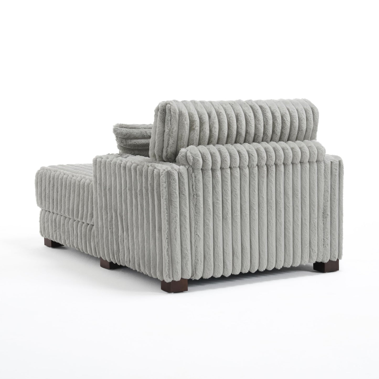 59" Chaise Lounge Chair Indoor, Upholstered Oversized Sleeper Sofa Bed Reading Chairs with 3 Soft Pillows & 2 Cup Holders, Comfy Cloud Deep Seat Sofa for Living Room Bedroom, Set of 2, Navy