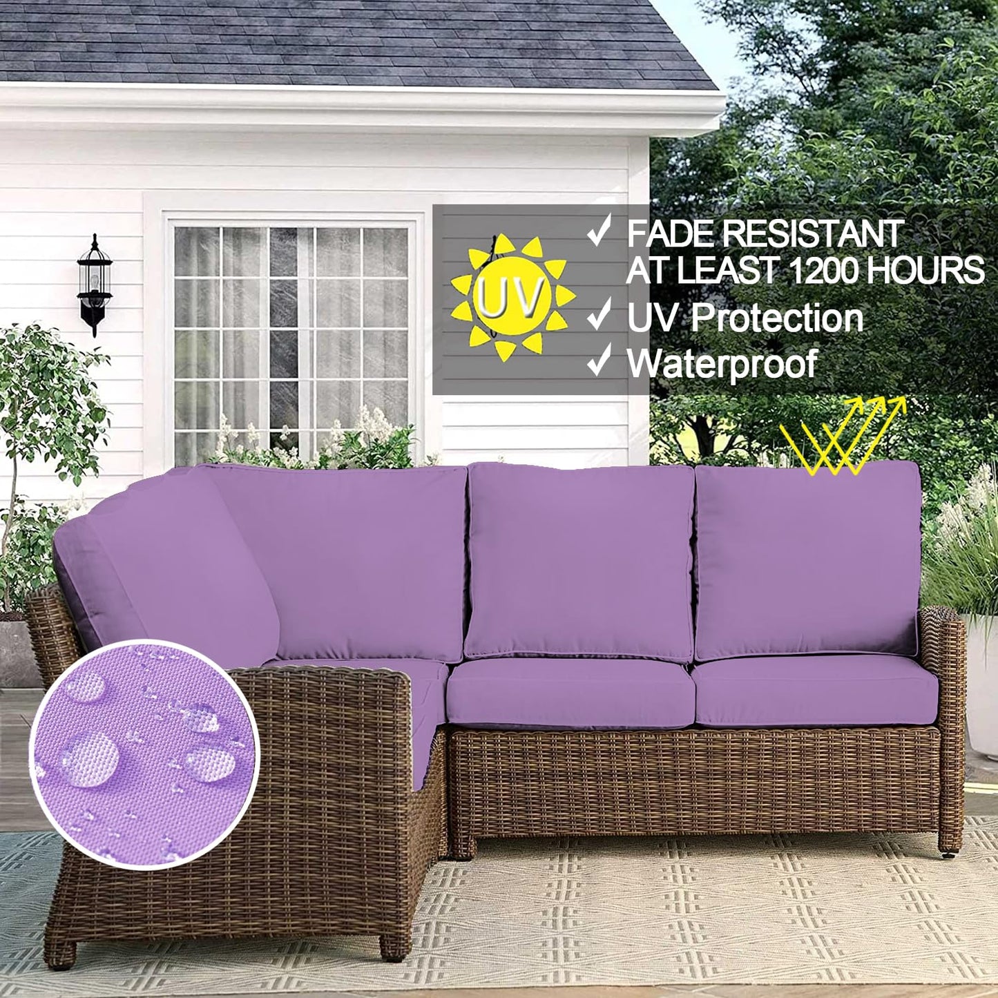VAKADO Outdoor Patio Furniture Chair Cushion Replacement Covers Set of 4 Waterproof Decorative Cushion Cases Decor for Bench Garden Porch Couch Tent(Turquoise, 24"X24"X4")