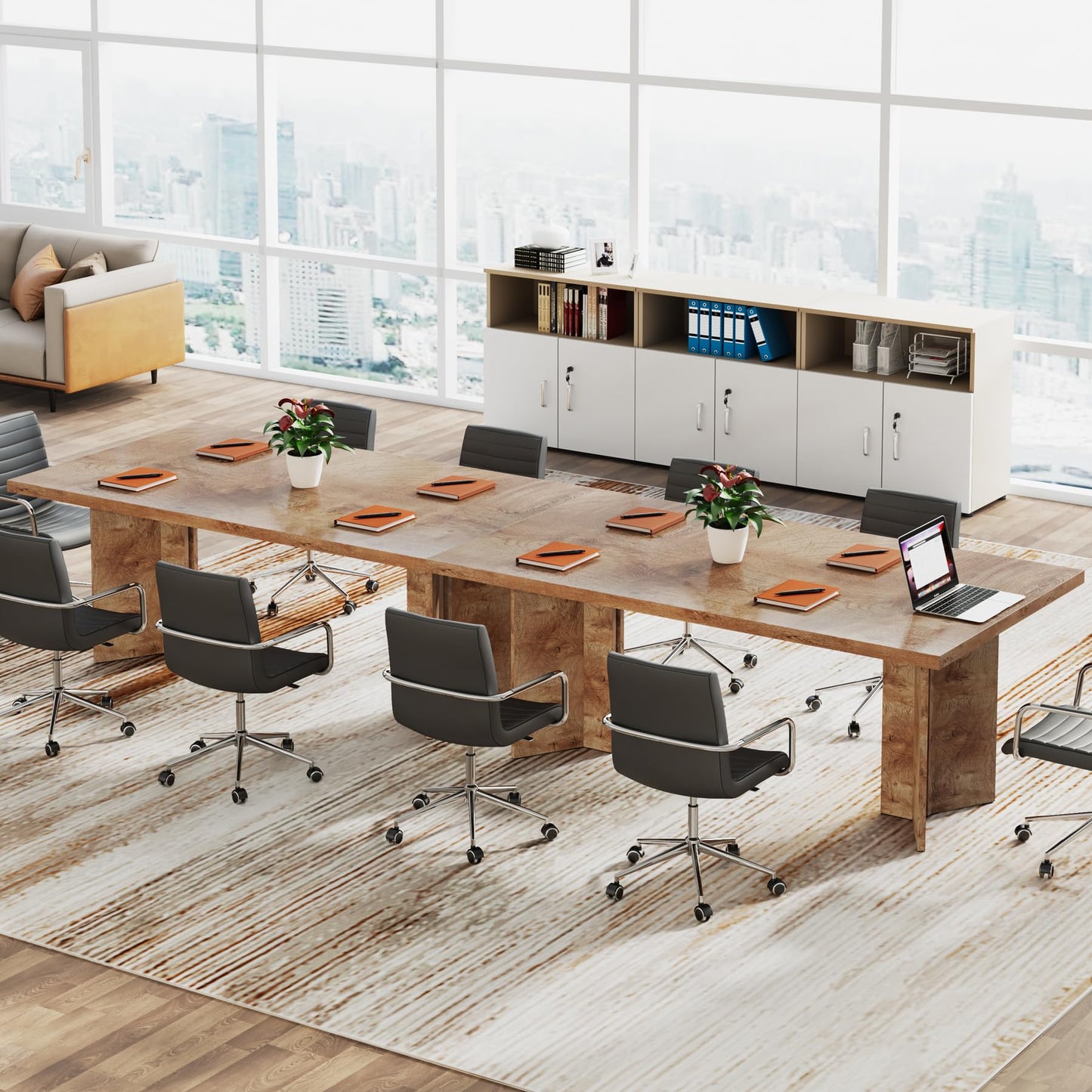 Tribesigns 63-inch Executive Desk, Vintage Home Office Computer Desk with Large Tabletop, Farmhouse Wood Writing Conference Table Workstation for Office, Study, Walnut Brown