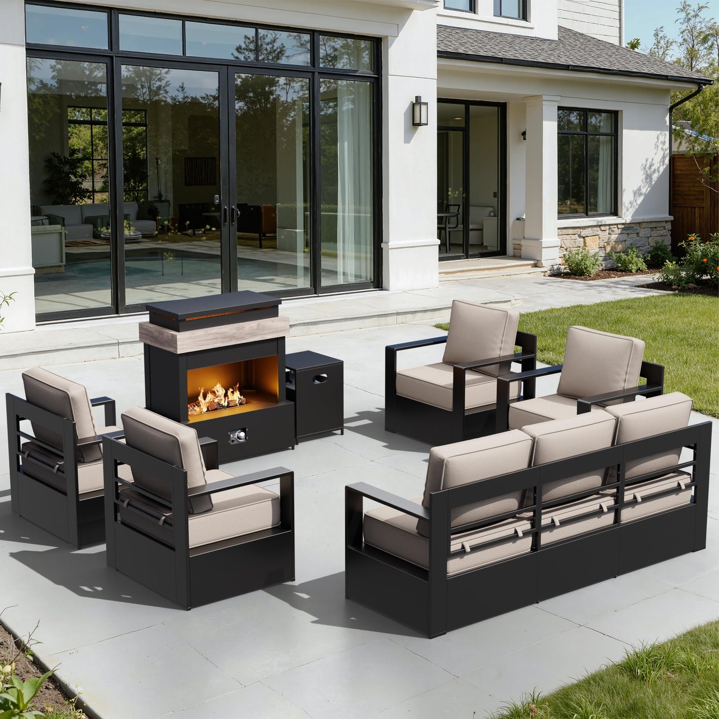 Aluminum Patio Swivel Chair - Outdoor Swivel Rocking Chair with 6" Thick Removable Cushions, All-Weather Metal Frame, Deep Setting for Garden, Poolside and Porch