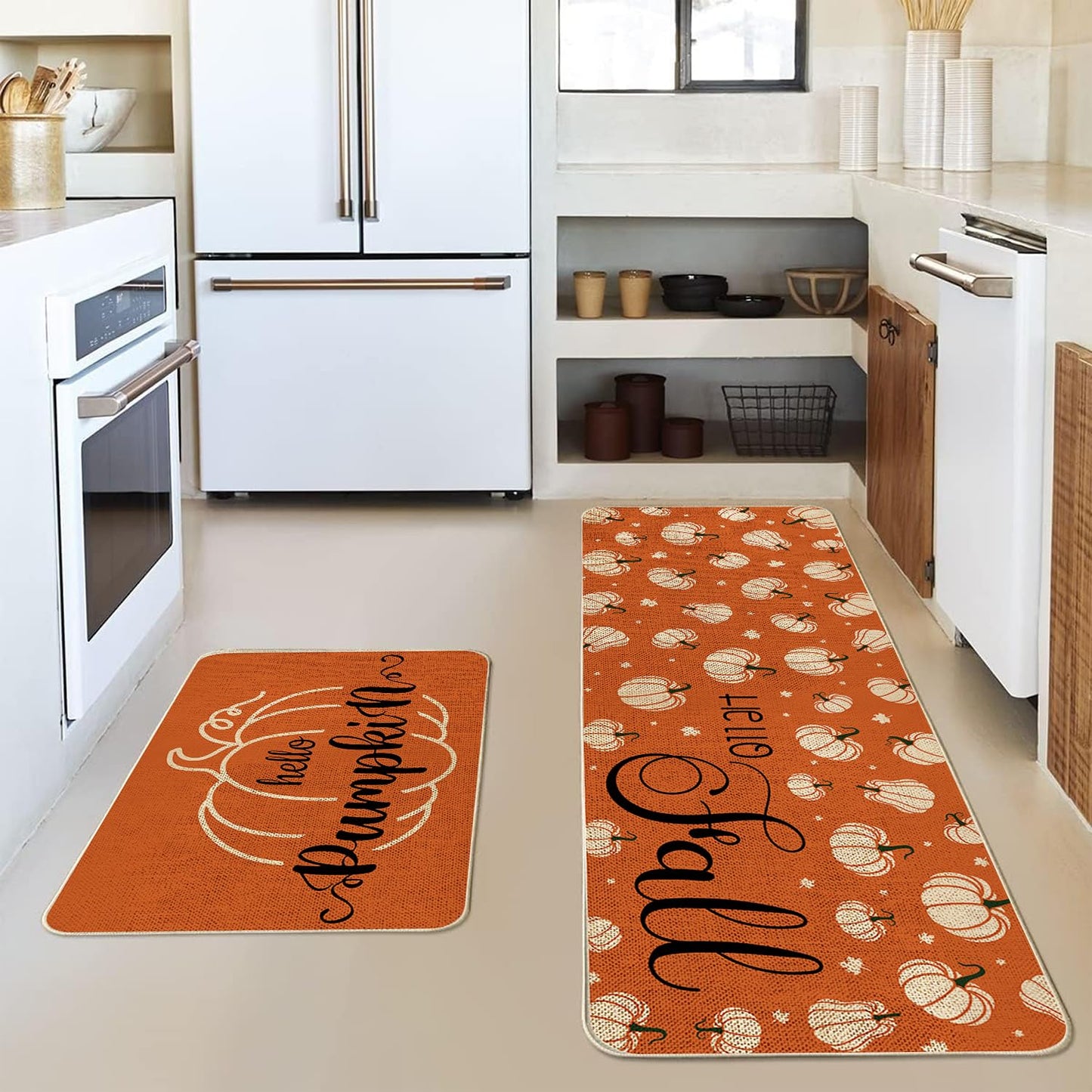 VAKADO Fall Outdoor Welcome Door Mat for Front Door Entrance Classroom Farmhouse Doormat Non-Slip Rubber Backing Autumn Entrance Rug Easy to Clean 17x29 Inch,Black White Buffalo Check Plaid