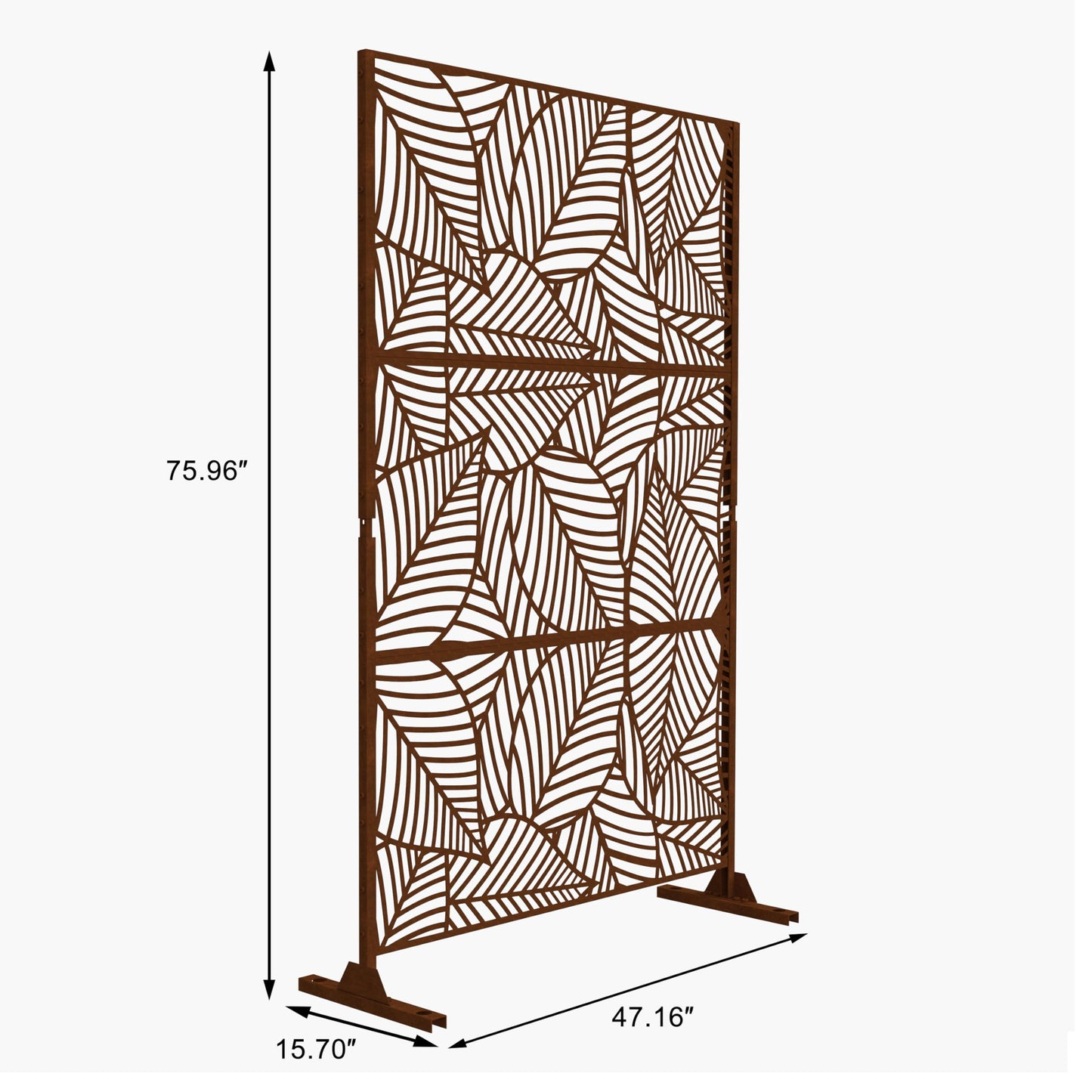 Metal Privacy Screen with Stand, 74" H×47" W Outdoor Privacy Screen for Deck Patio Lawn Garden (Black-Summer)