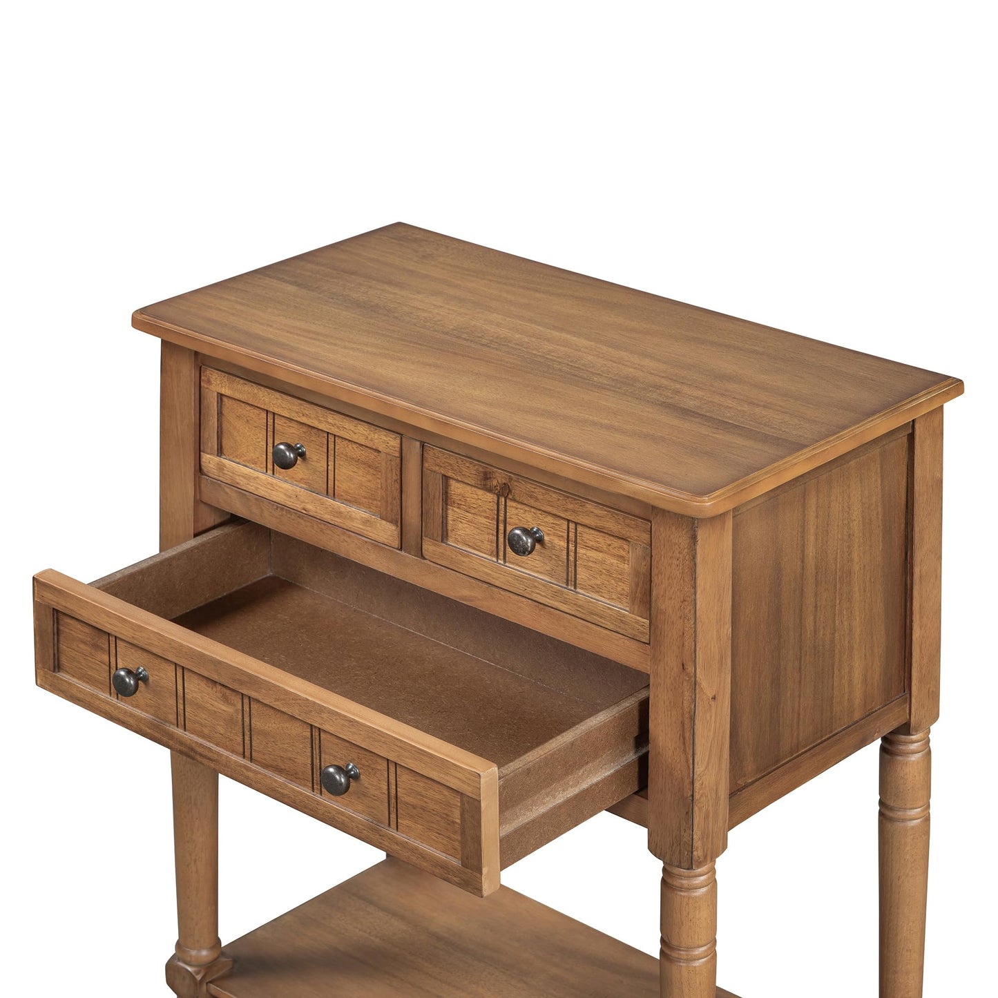 LKTART Small Solid Wood Sofa Table,Console Table with Drawers and Bottom Shelf, Entryway Hallway Foyer Entry Table for Living Room(23.7" Natural)