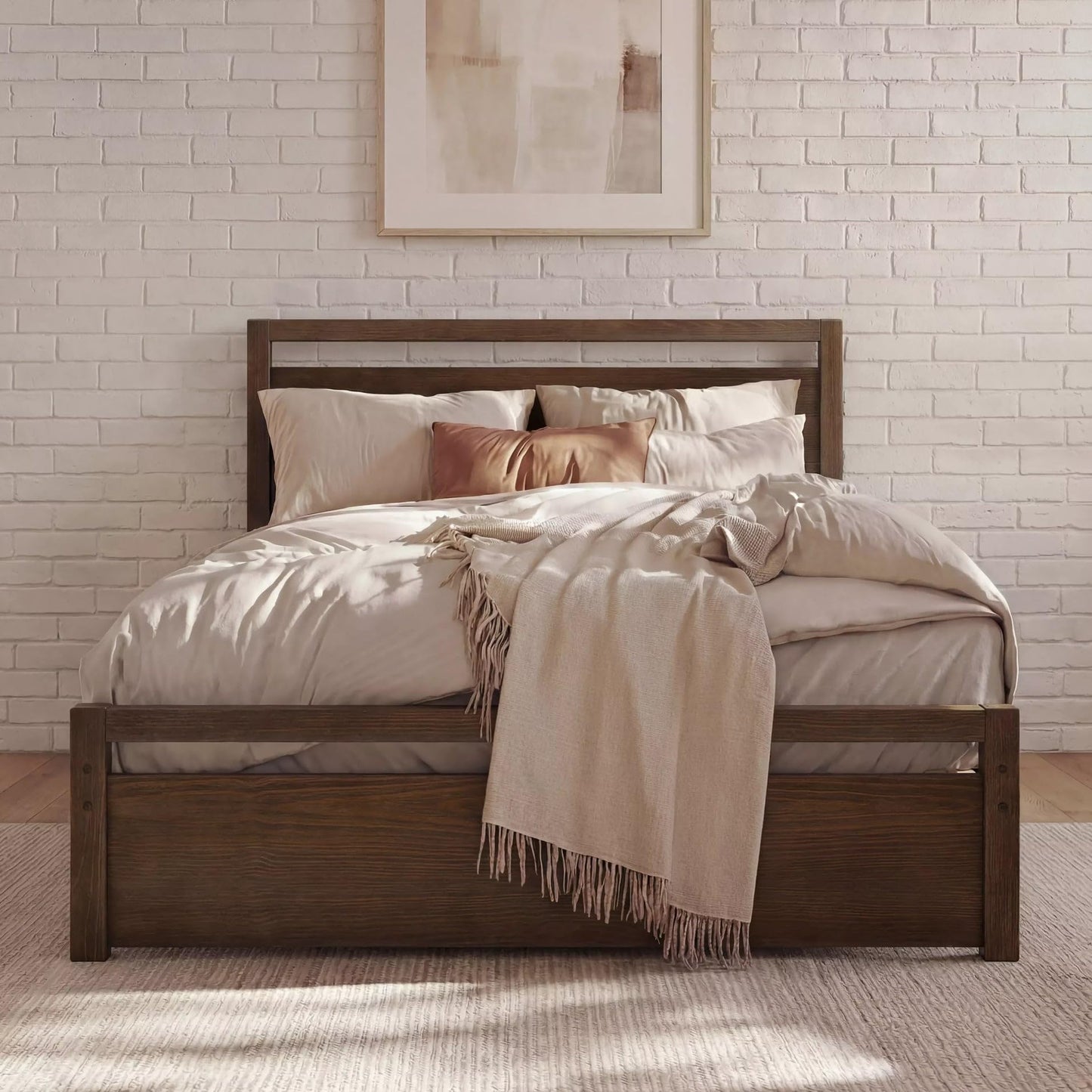 Grain Wood Furniture Loft Full Size Solid Wood Bed, Acacia