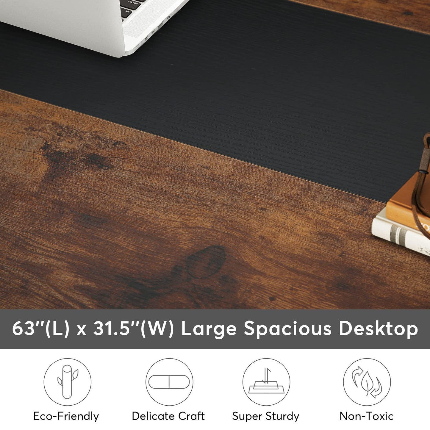 Tribesigns Modern Simple Computer Desk, 47 inch Vintage Office Desk Computer Table, Study Writing Study Desk Workstation for Home Office, Rustic Brown