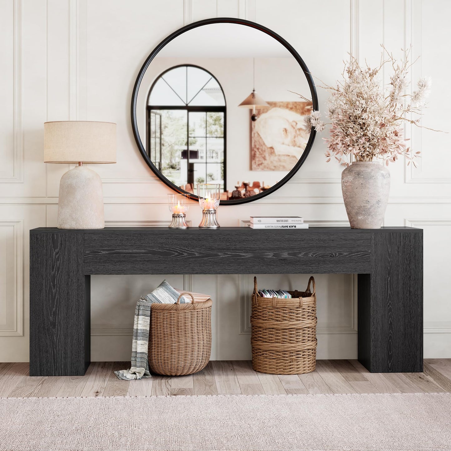 Epecoya Extra Long Console Tables for Entryway 86-Inch, Farmhouse Couch Table Behind Sofa Wooden, Modern Entryway Table for Entrance, Hallway, Living Room, Apartment, Natural Oak Brown