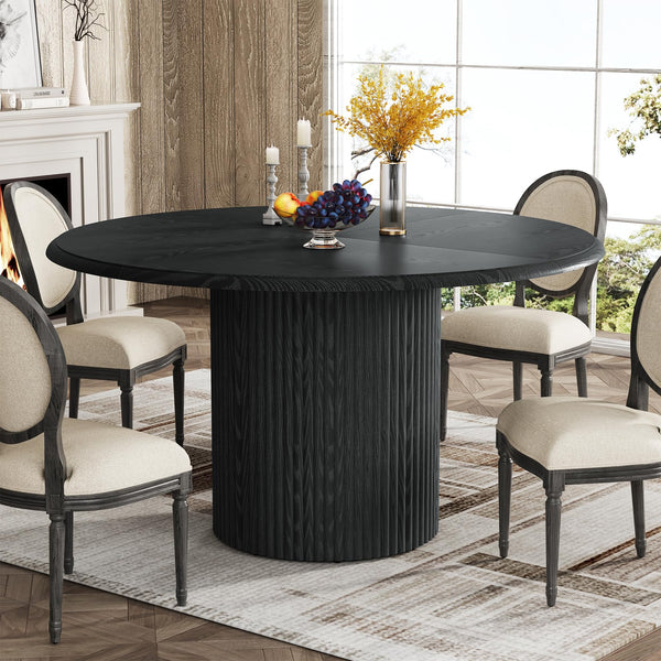 Tribesigns 47" Round Dining Table for 4, Farmhouse Kitchen Table with Metal Base, Modern Small Dinner Table for Dining Room,Kitchen (Chairs Not Included)