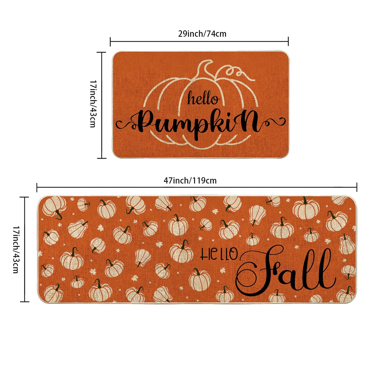 VAKADO Fall Outdoor Welcome Door Mat for Front Door Entrance Classroom Farmhouse Doormat Non-Slip Rubber Backing Autumn Entrance Rug Easy to Clean 17x29 Inch,Black White Buffalo Check Plaid