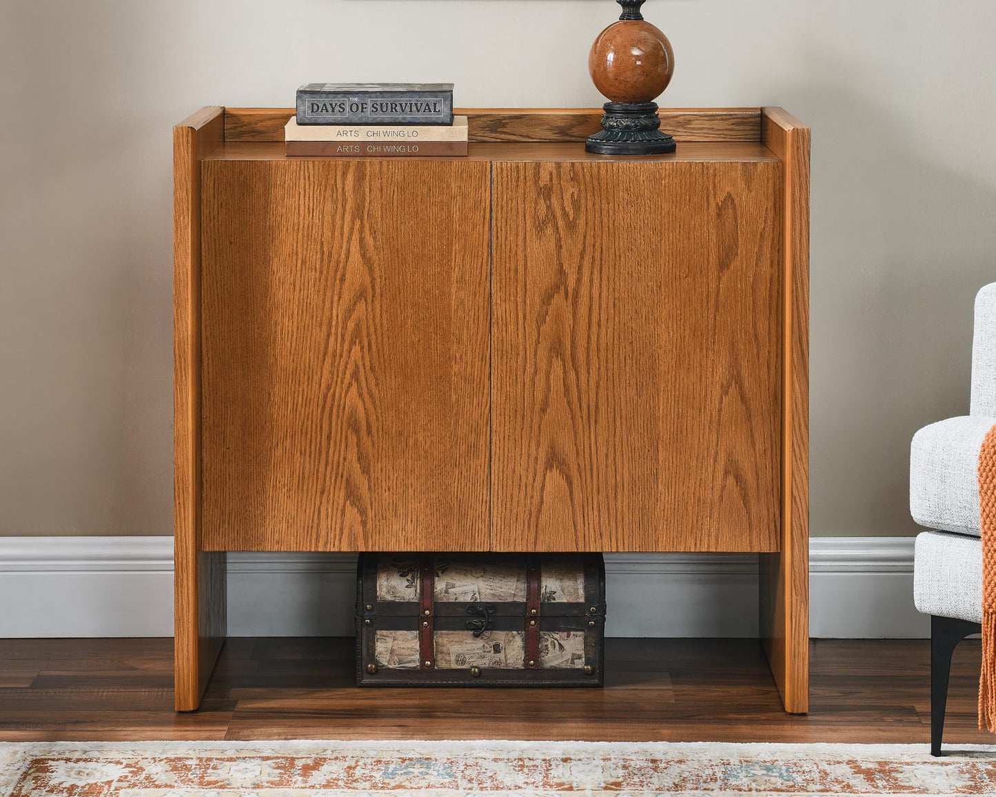LKTART Mid Century Modern Sideboard Buffet Cabinet, Narrow Walnut Sideboard,Wood Storage Cabinet Credenza with 2 Doors for Living Room, Kitchen, Entryway, Hallway(9.25" D*39" L)
