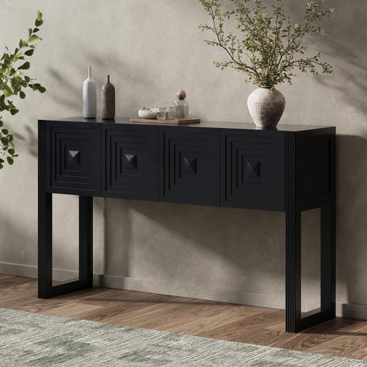 LKTART Solid Wood Farmhouse Console Table,Sofa Table with Storage Drawers and Shelves,Entryway Table for Entry Hallway Foyer Sofa Side Table,EasyAssembled (48" Navy Blue)