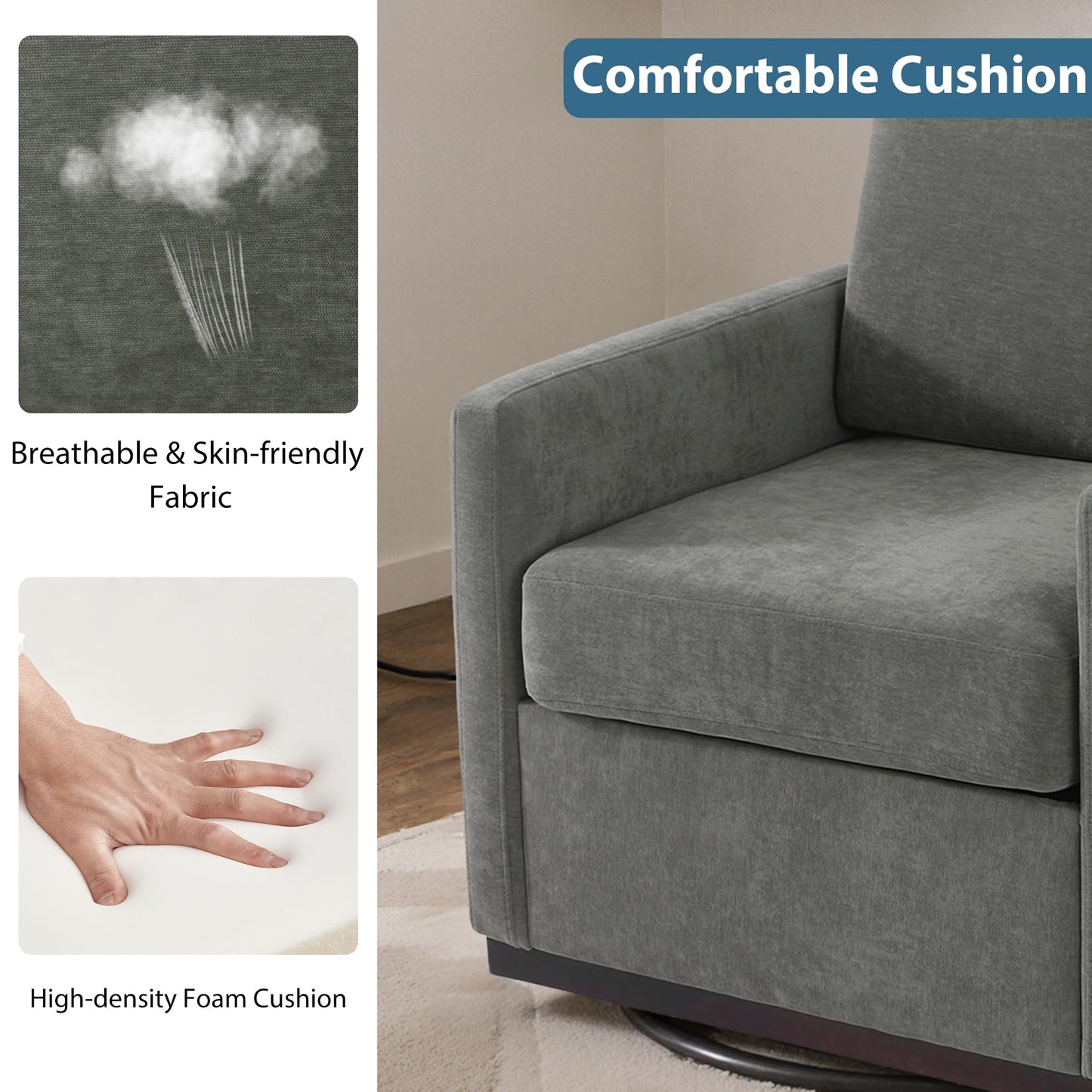 Swivel Accent Chairs Set of 2, 360° Swivel Upholstered Faux Leather Club Armchairs for Living Room, Comfy Single Sofa Reading Chair with Deep Seat, Metal Swivel Base, Coffee
